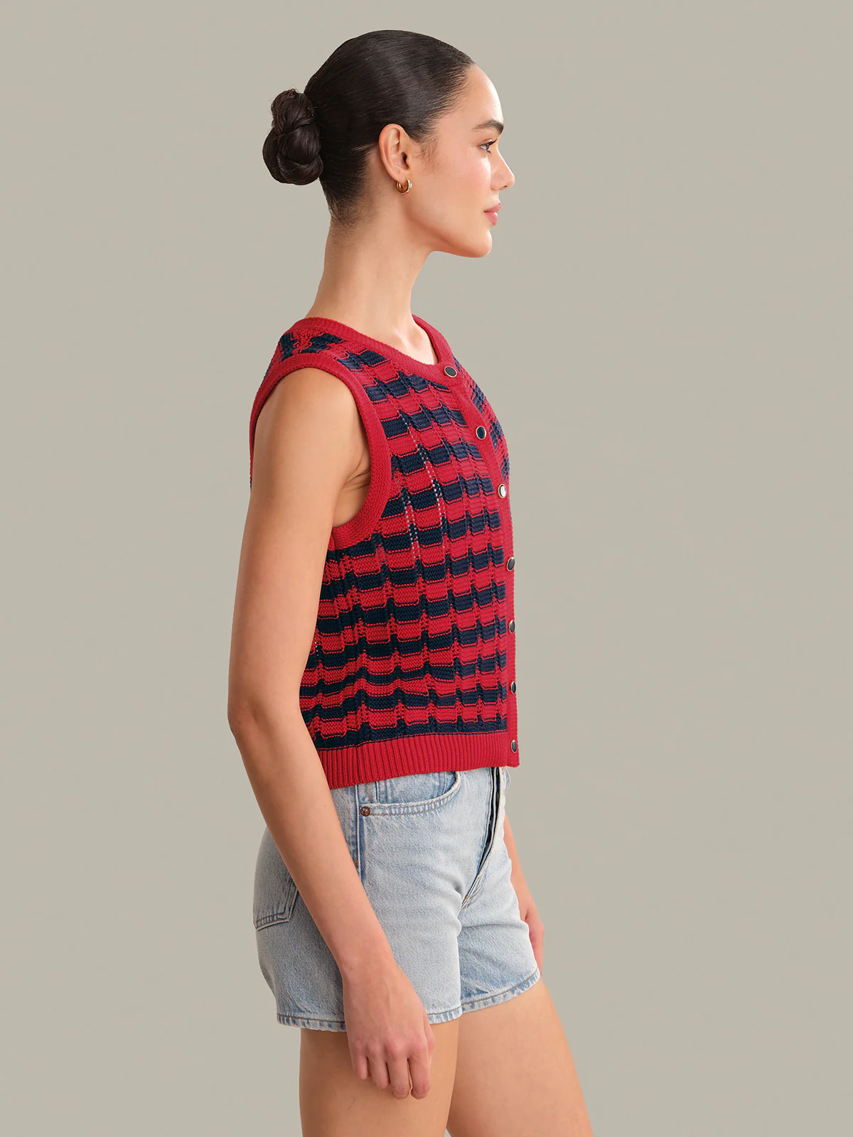 Isla Striped Button Front Vest - Image 2