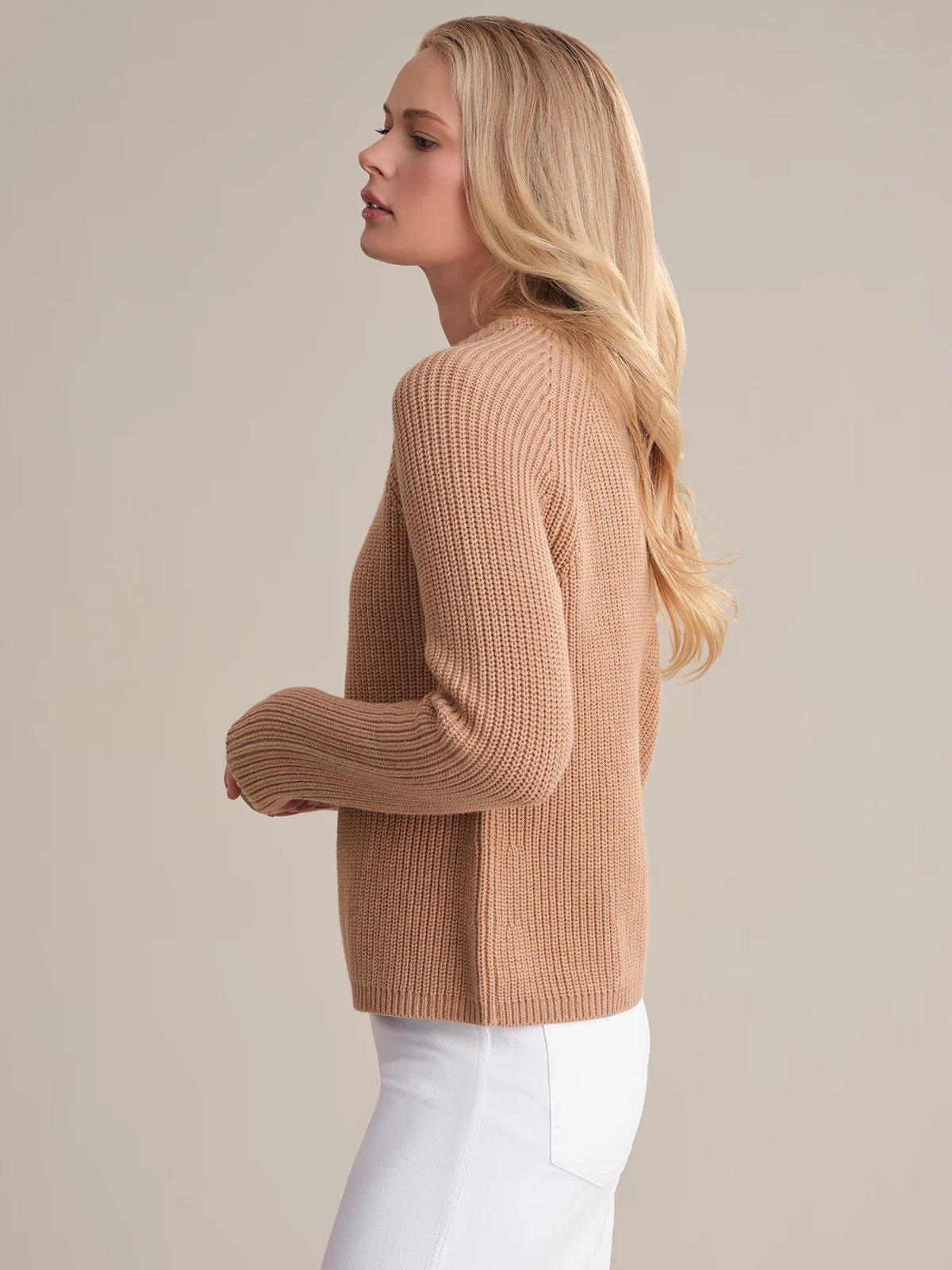 Jane: Crewneck Shaker Stitch Cotton Sweater - Image 3