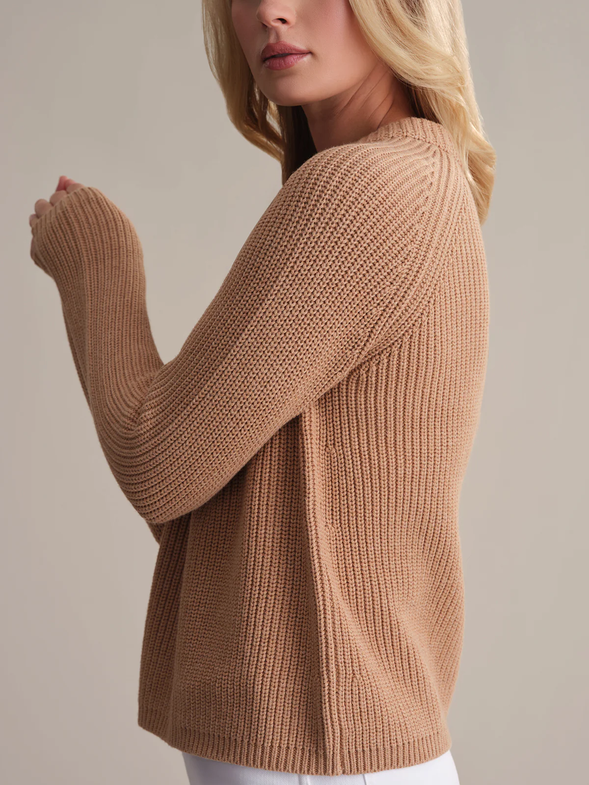Jane: Crewneck Shaker Stitch Cotton Sweater - Image 5