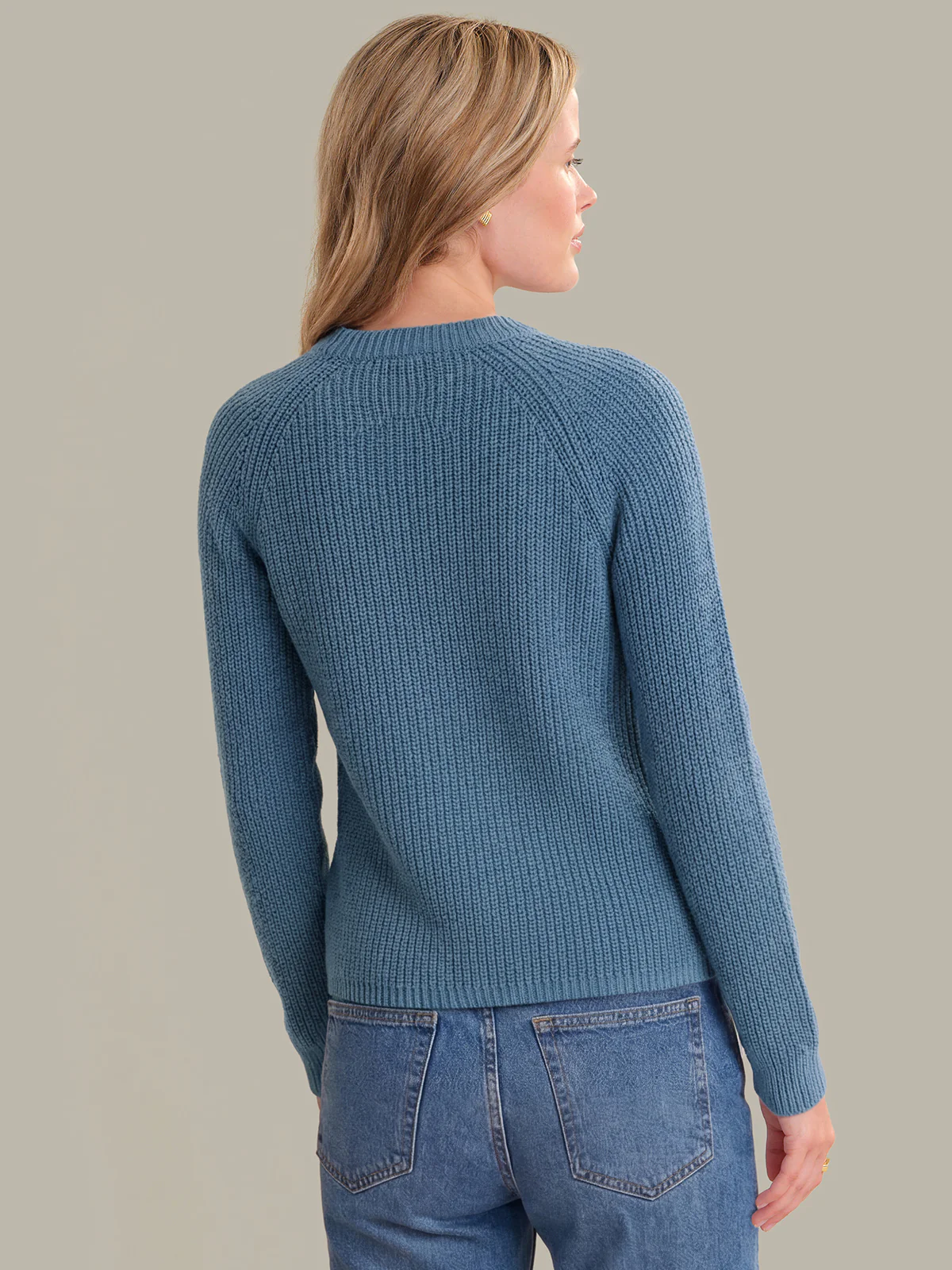 Jane: Crewneck Shaker Stitch Cotton Sweater - Image 3