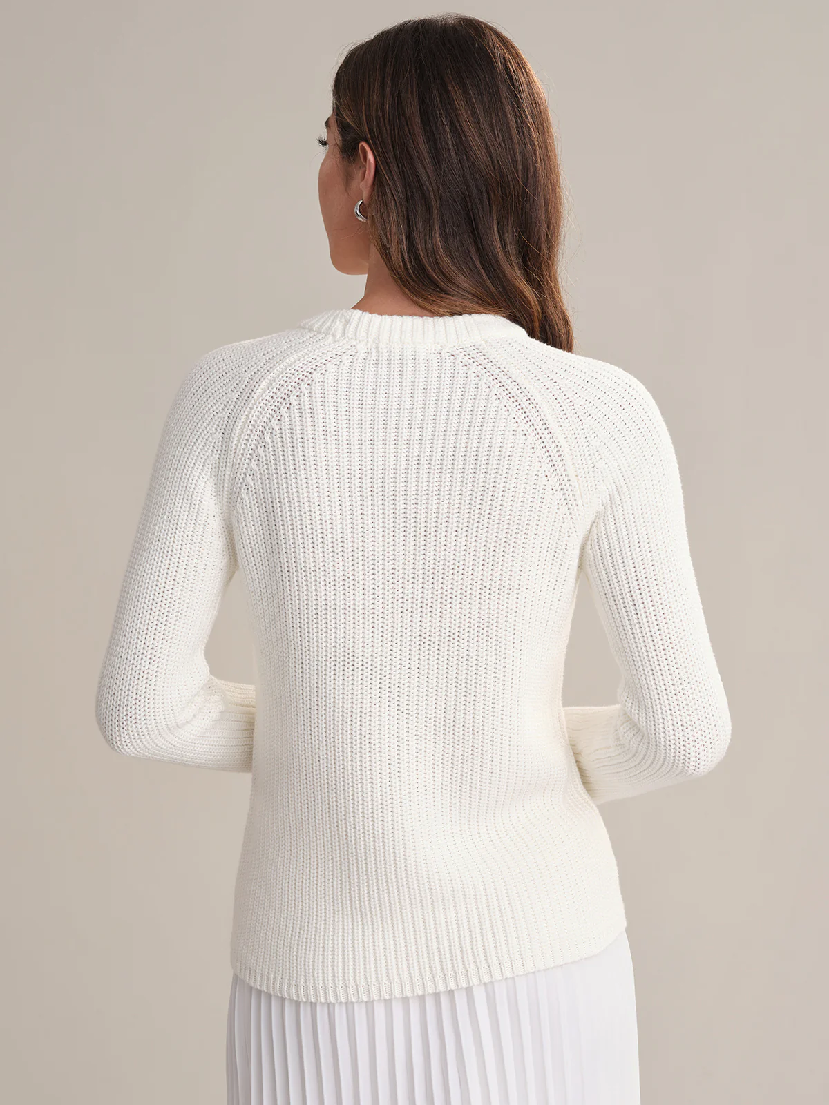 Jane: Crewneck Shaker Stitch Cotton Sweater - Image 3