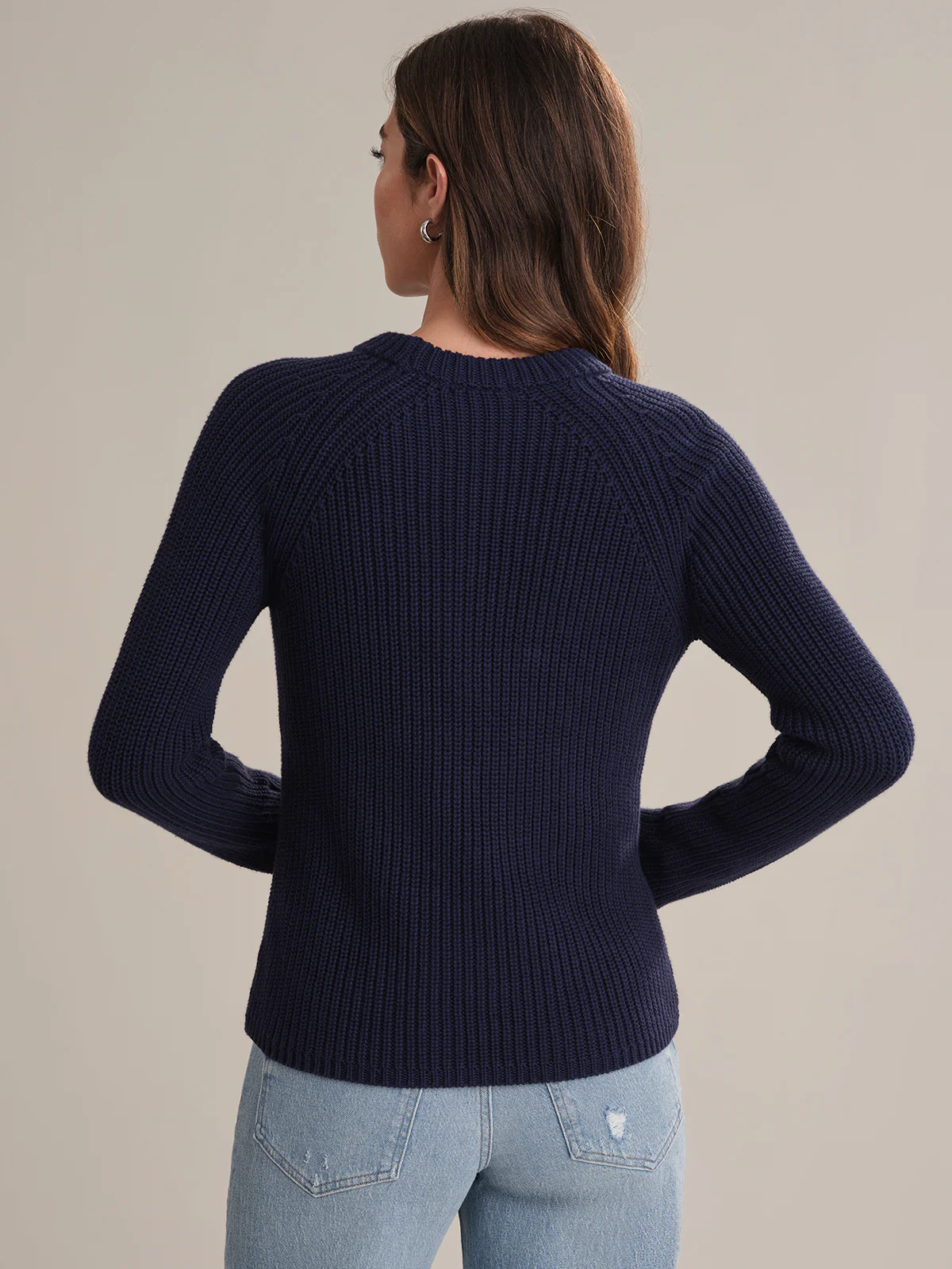 Jane: Crewneck Shaker Stitch Cotton Sweater - Image 3