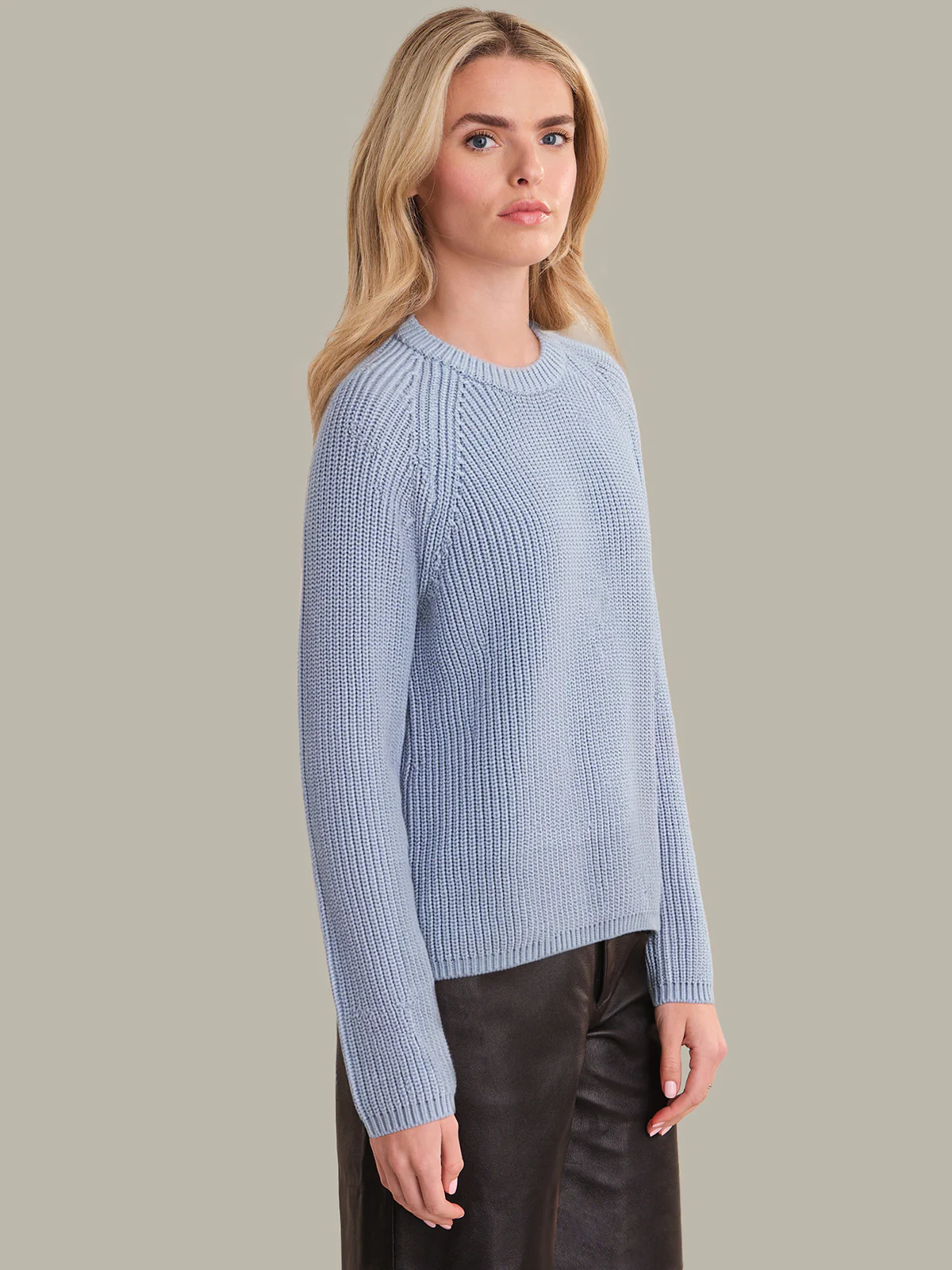Jane: Crewneck Shaker Stitch Cotton Sweater - Image 3