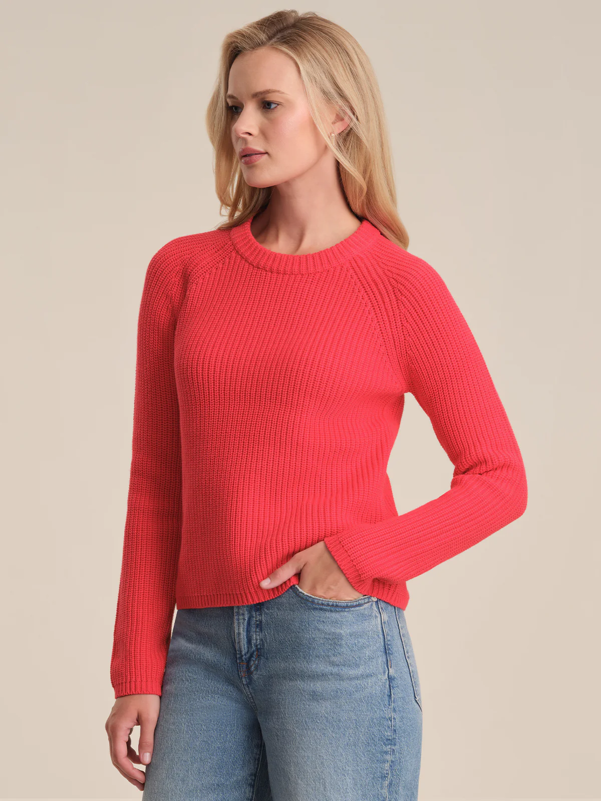 Jane: Crewneck Shaker Stitch Cotton Sweater - Image 2