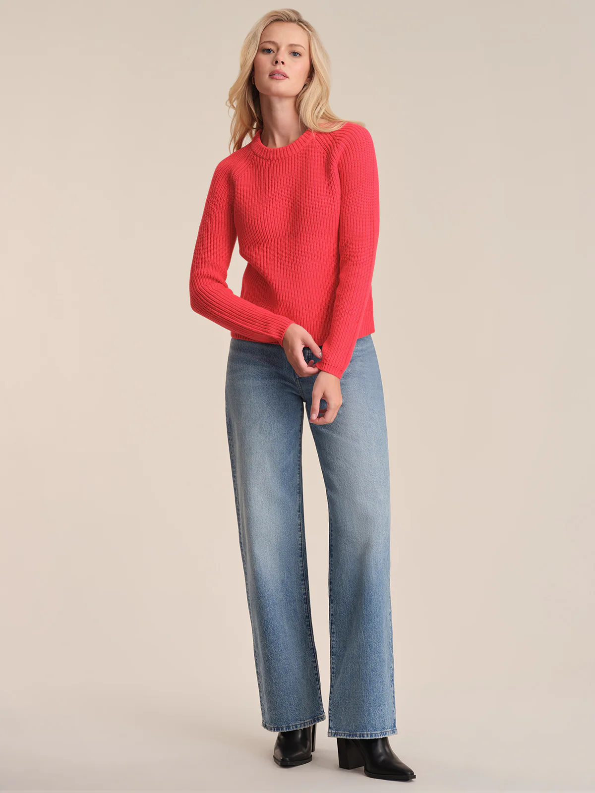 Jane: Crewneck Shaker Stitch Cotton Sweater - Image 4