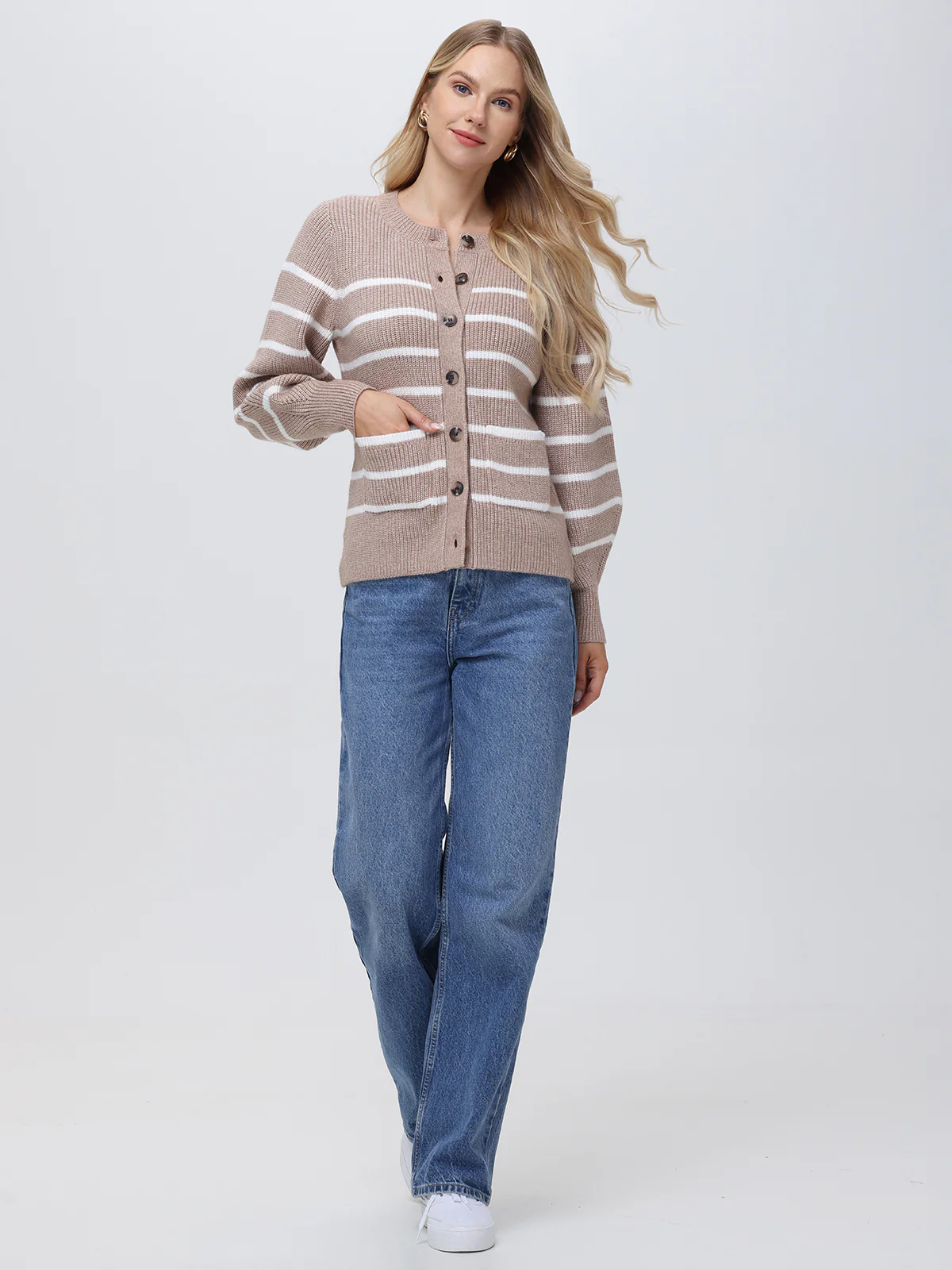Josie: Crewneck Stripe Cardigan - Image 4