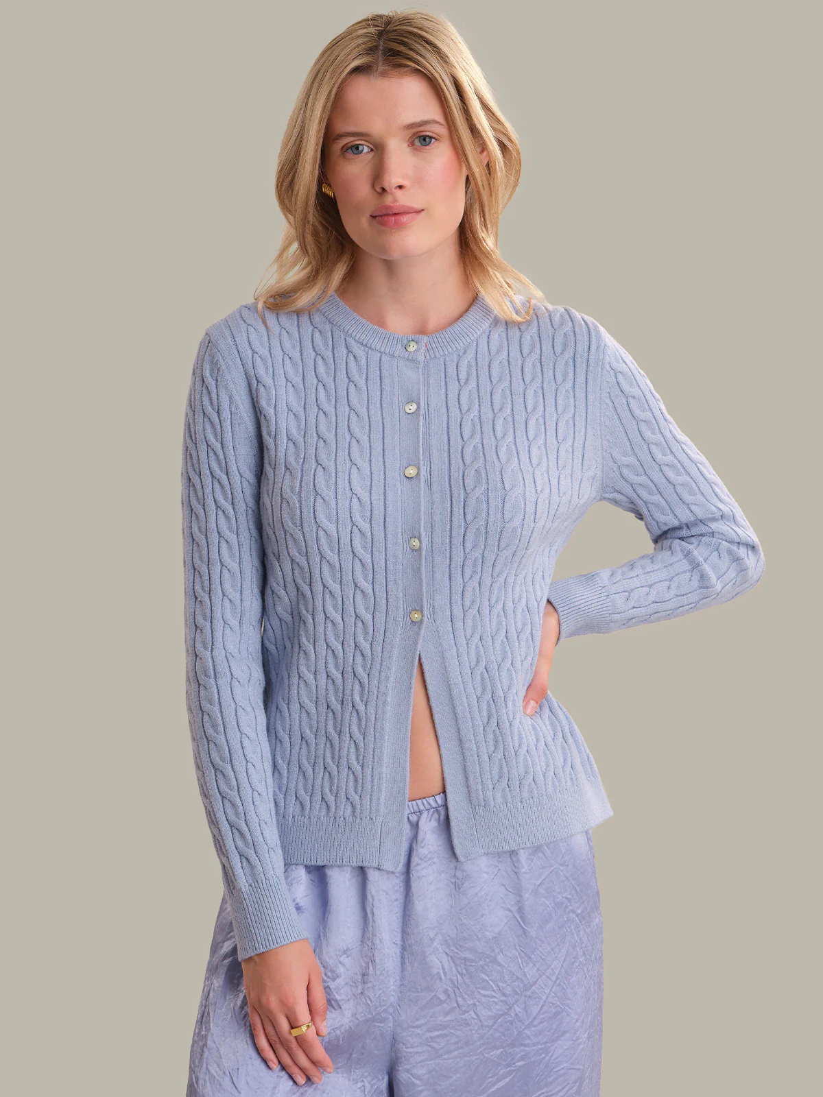 Julianna: Cable Knit Crewneck Cardigan