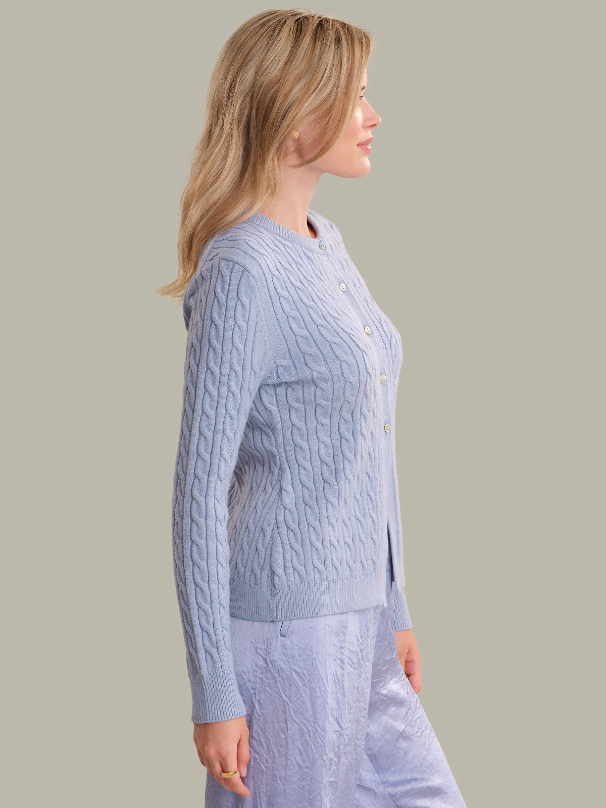 Julianna: Cable Knit Crewneck Cardigan - Image 2