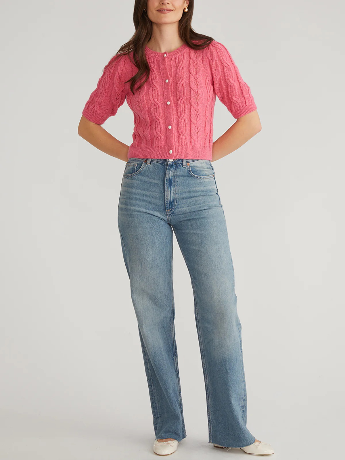 Lacey: Puff Sleeve Crew Cardigan - Image 5