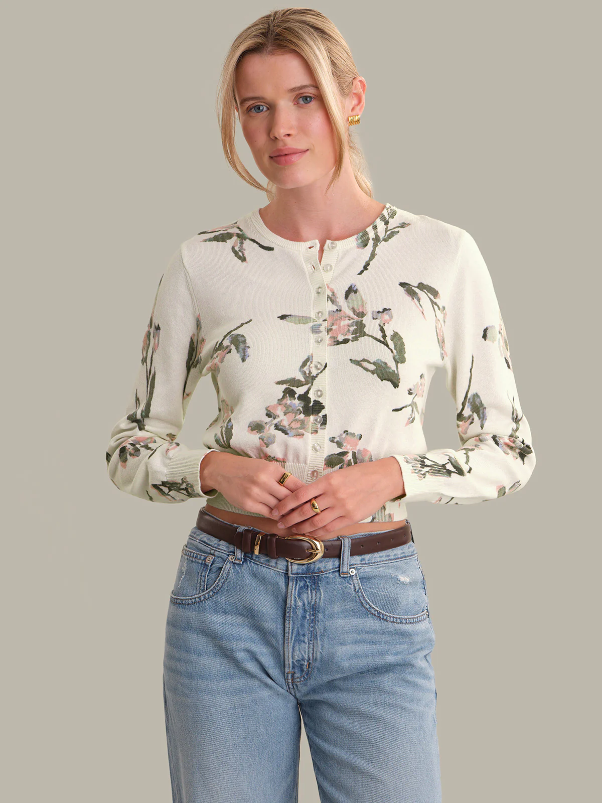 Lotte: Floral Print Cropped Cardigan