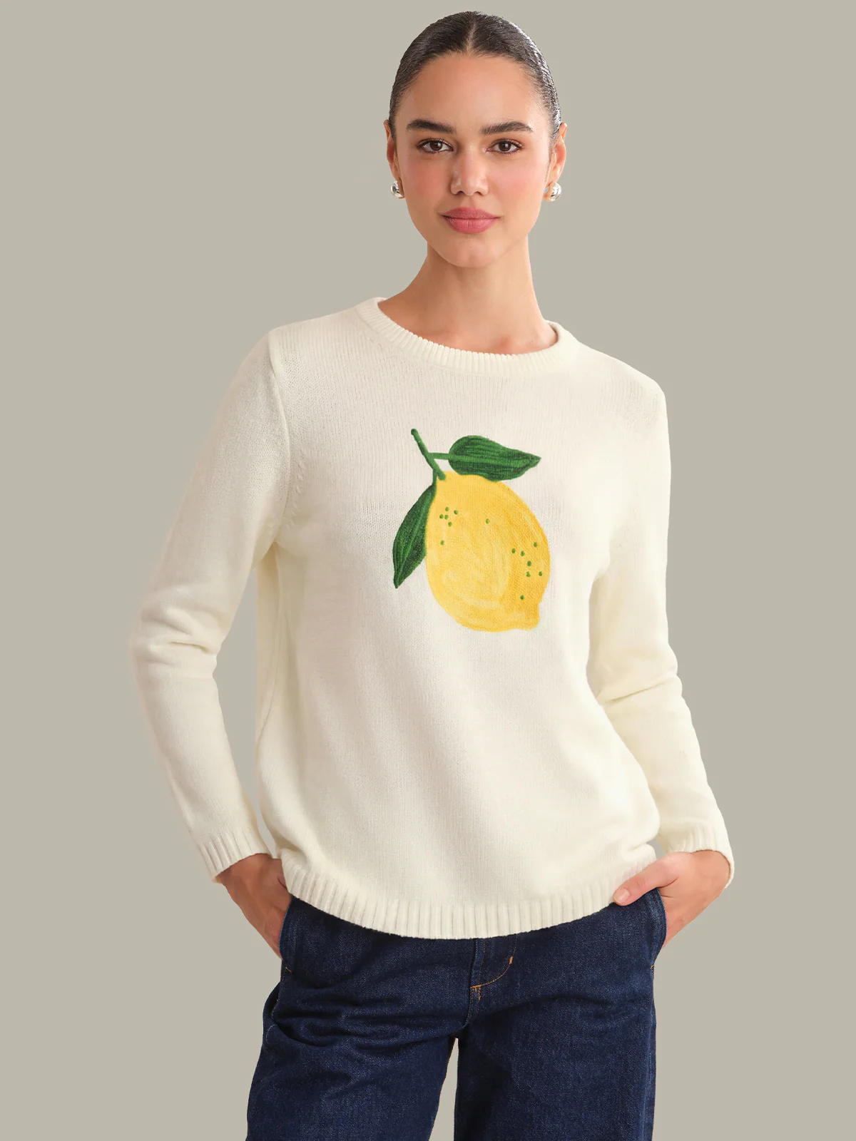 Luna: Lemon Cotton Crewneck Sweater