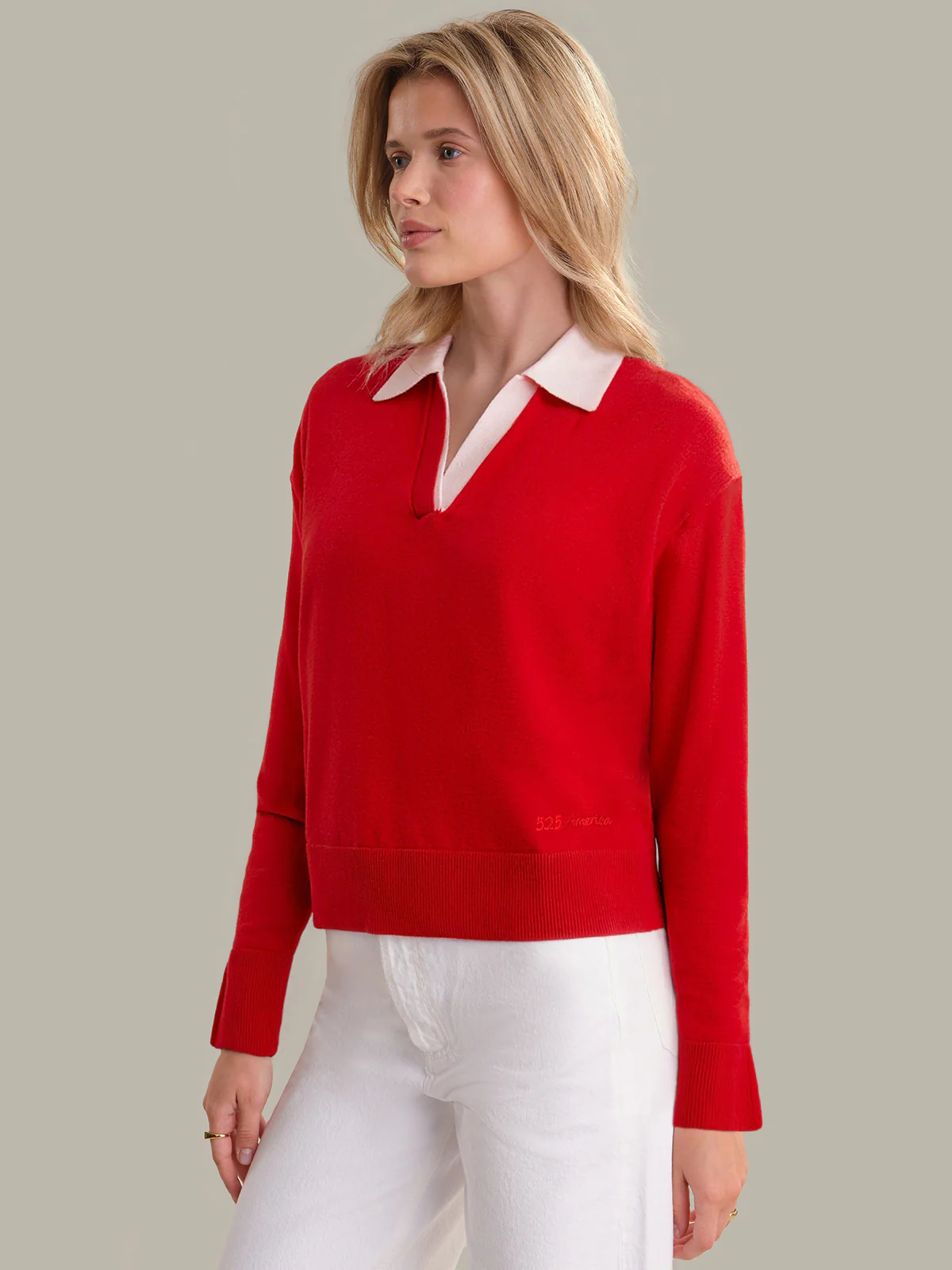 Maddi: Cotton Colorblock Polo Sweater - Image 2