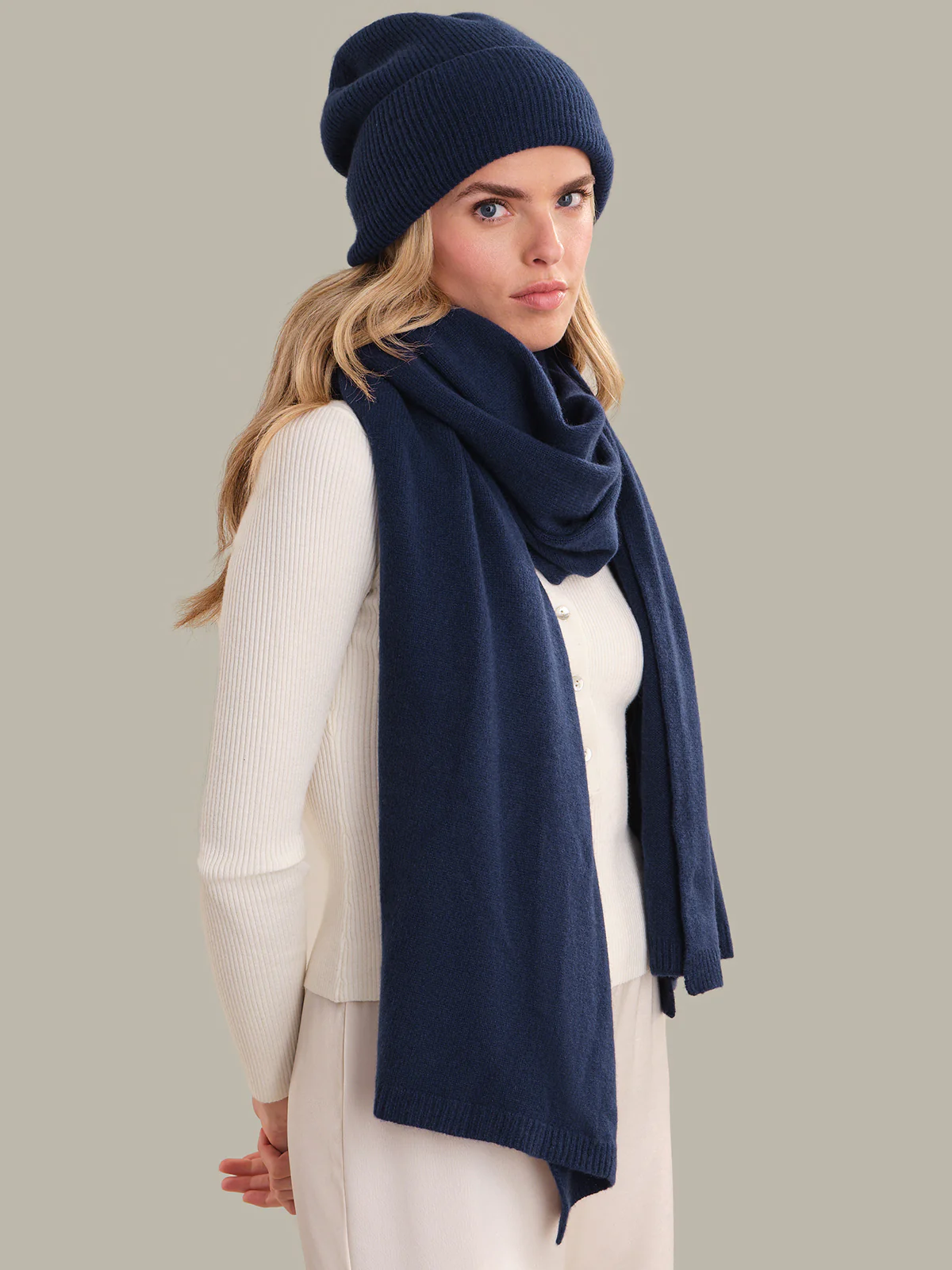 Magnolia: 100% Cashmere Rib Beanie - Image 3