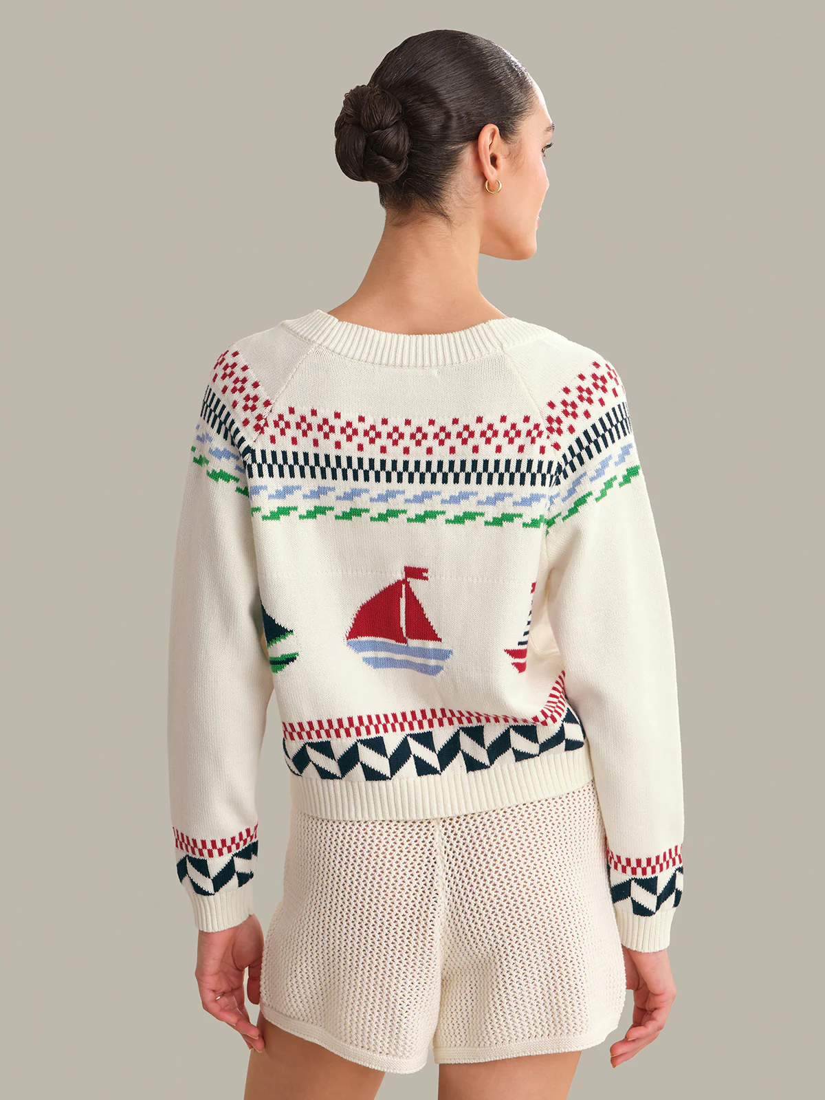 Marina Nautical Button Front Cardigan - Image 4