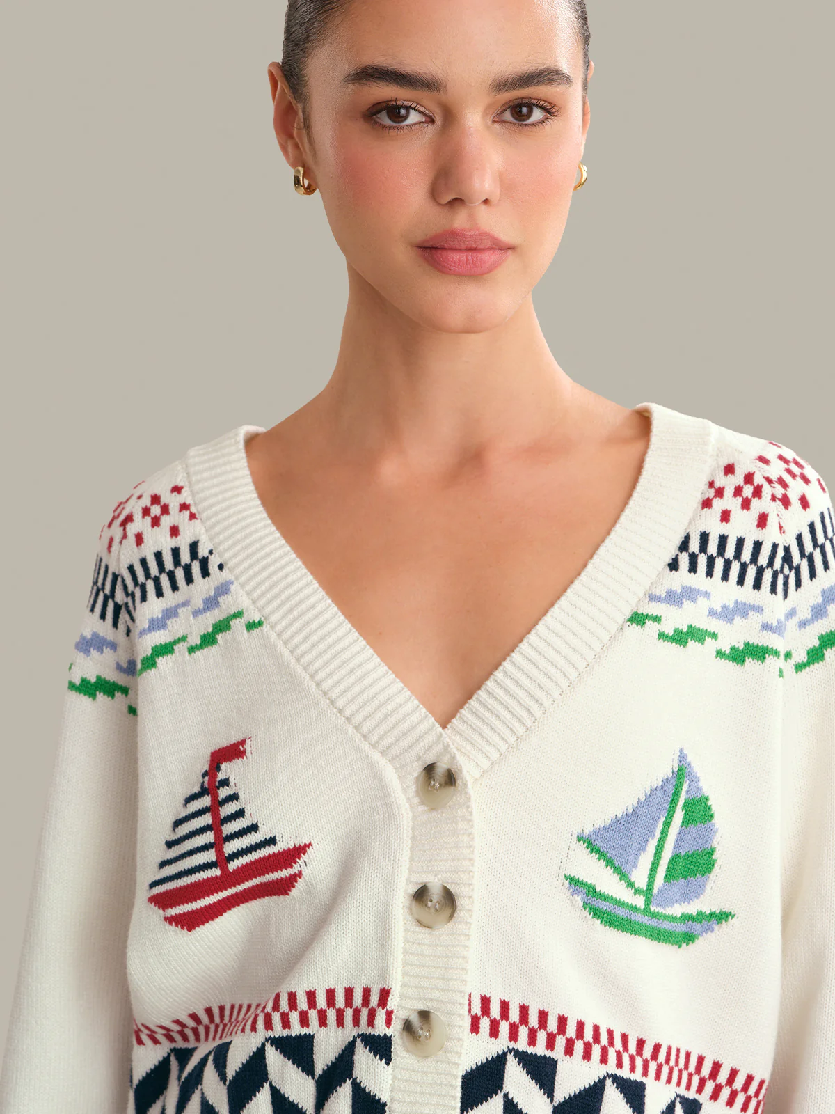 Marina Nautical Button Front Cardigan - Image 5