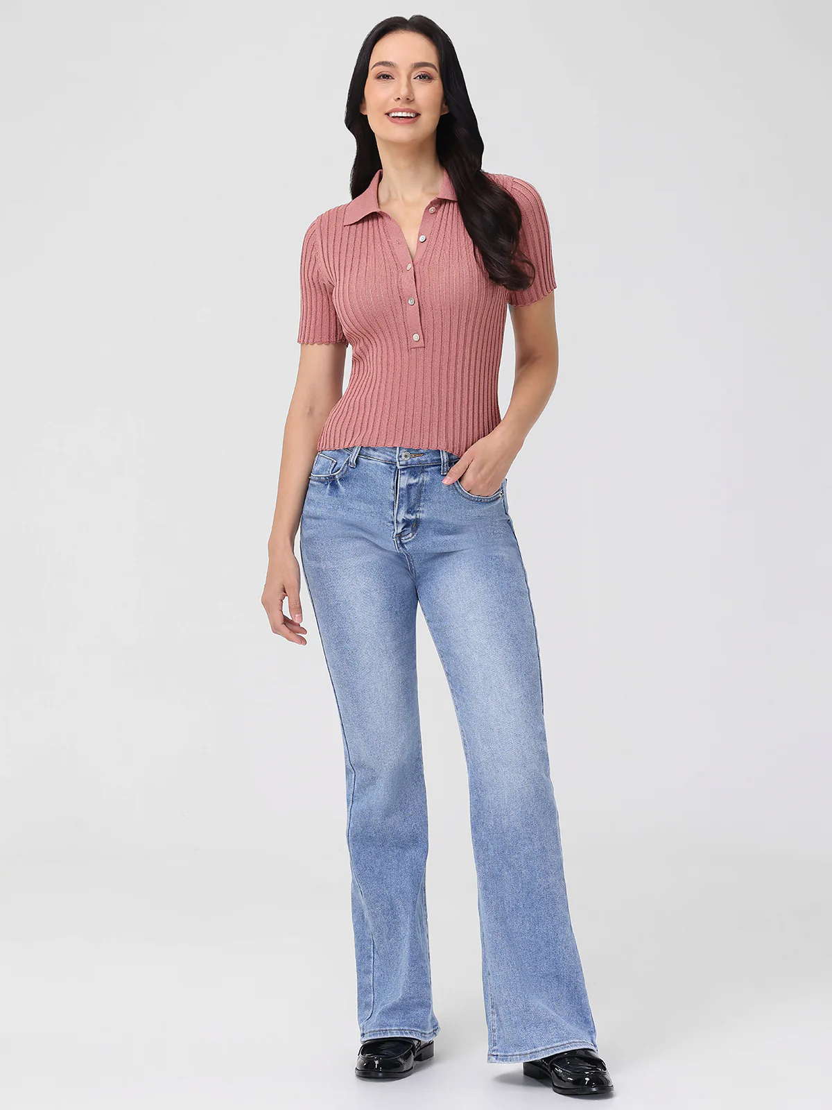 Maya: Johnny Collar Ribbed Top - Image 4