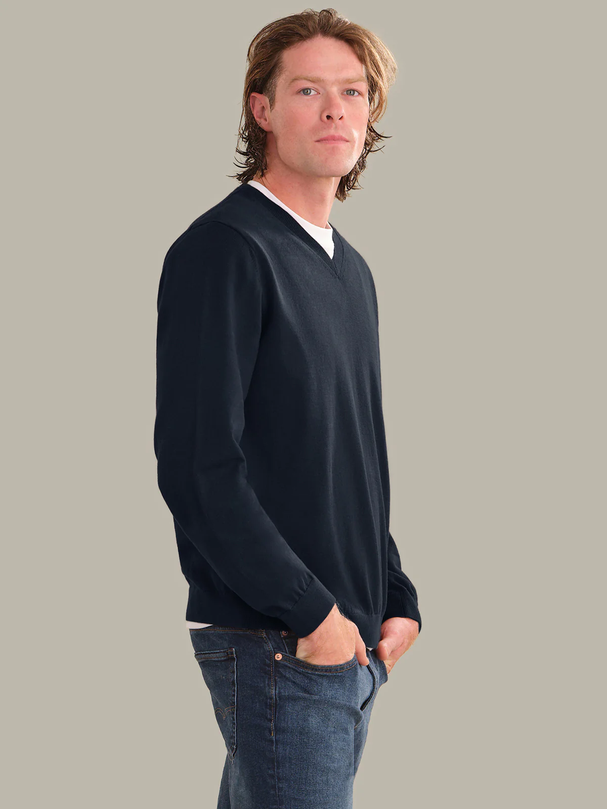 Grant: Men's Cotton V-Neck Sweater - Image 2