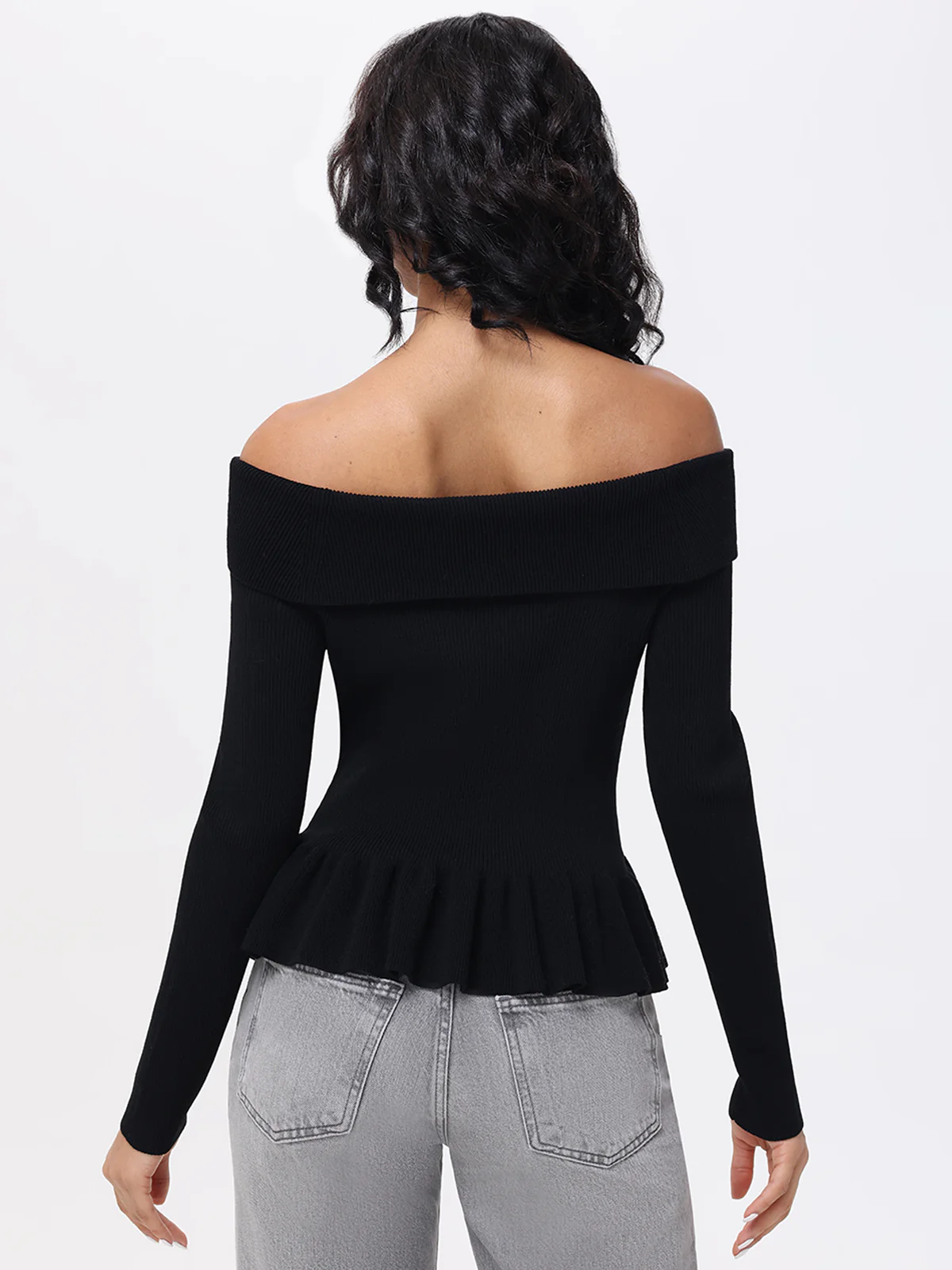 Morgan: Off Shoulder Peplum Sweater - Image 2