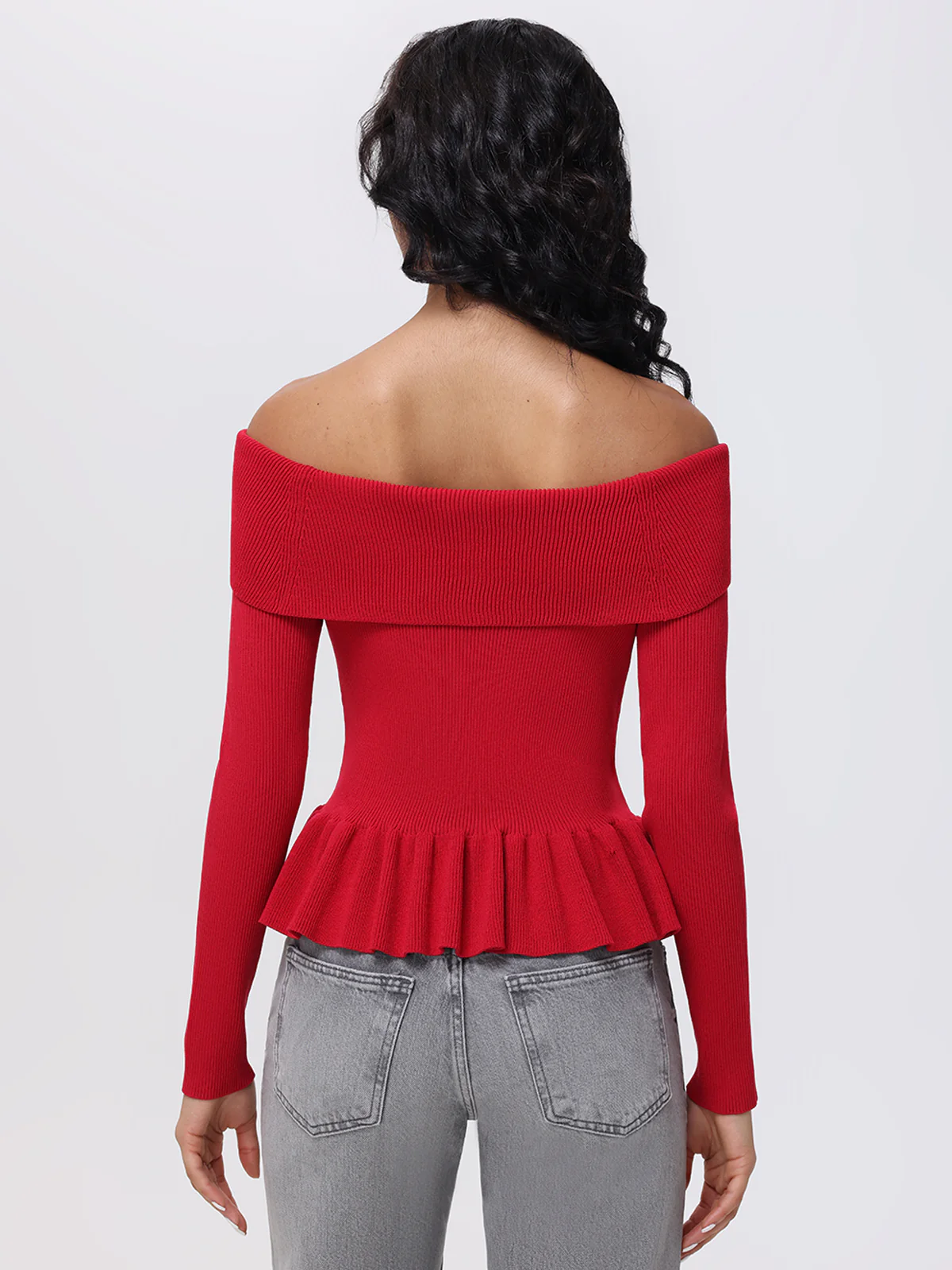 Morgan: Off Shoulder Peplum Sweater - Image 3