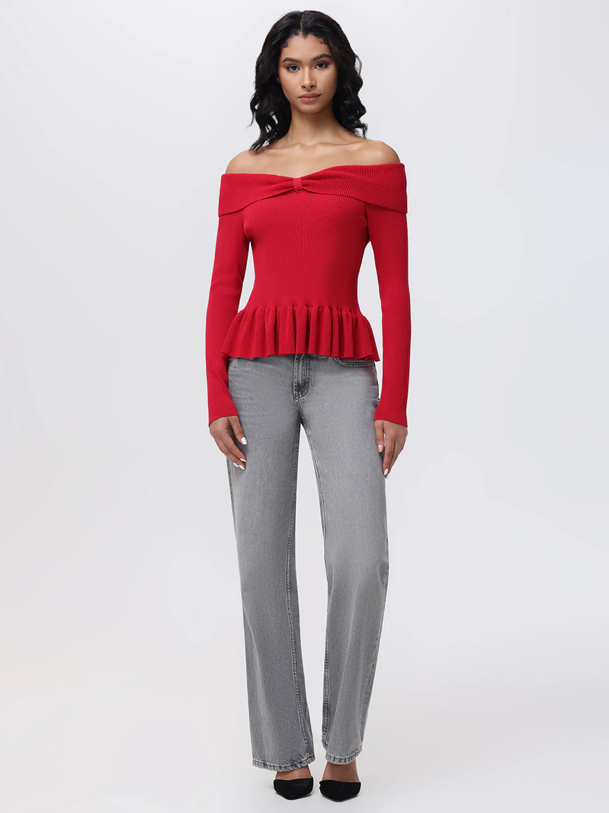 Morgan: Off Shoulder Peplum Sweater - Image 4