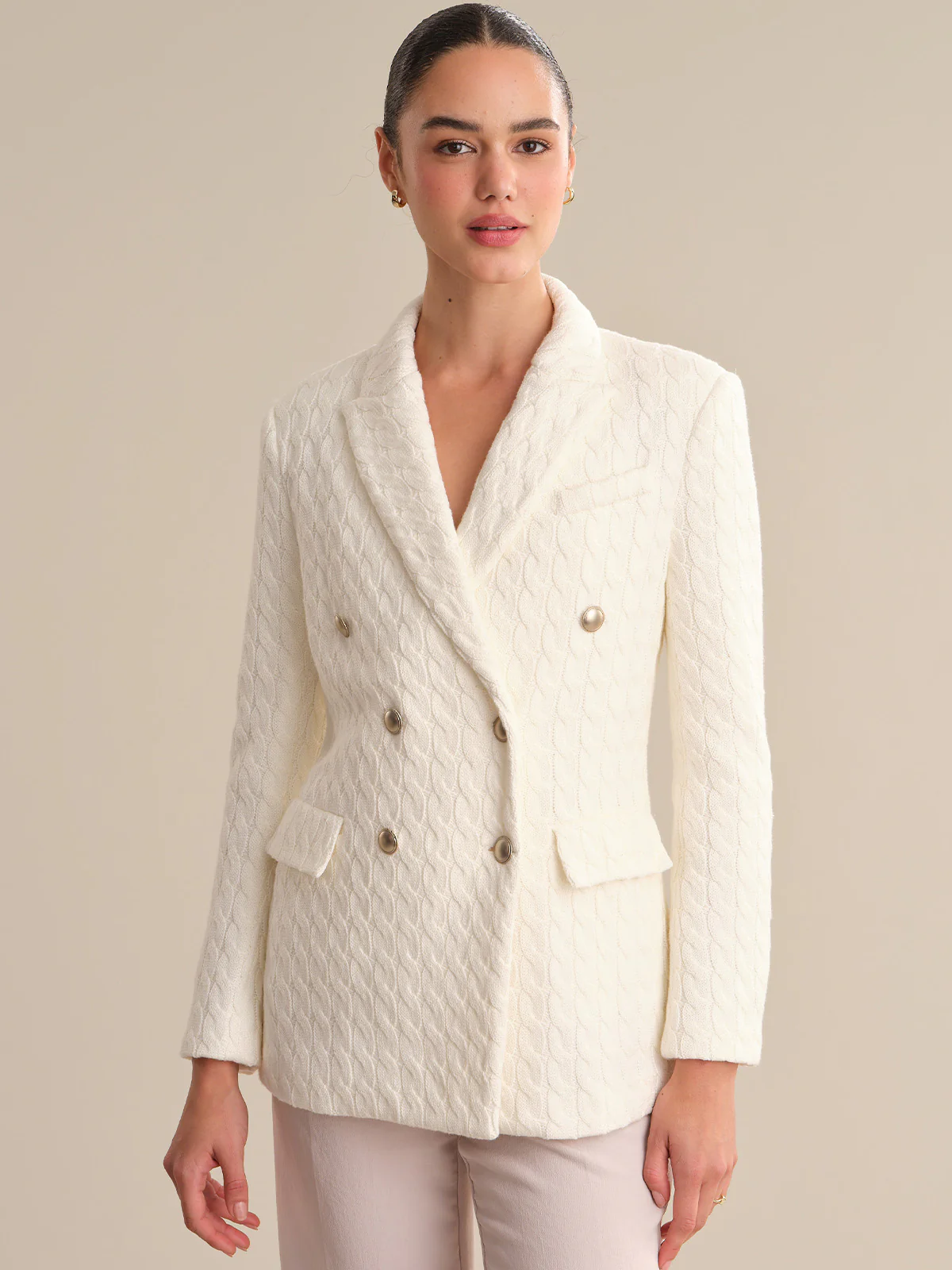 Nell: Cotton Cable Knit Blazer