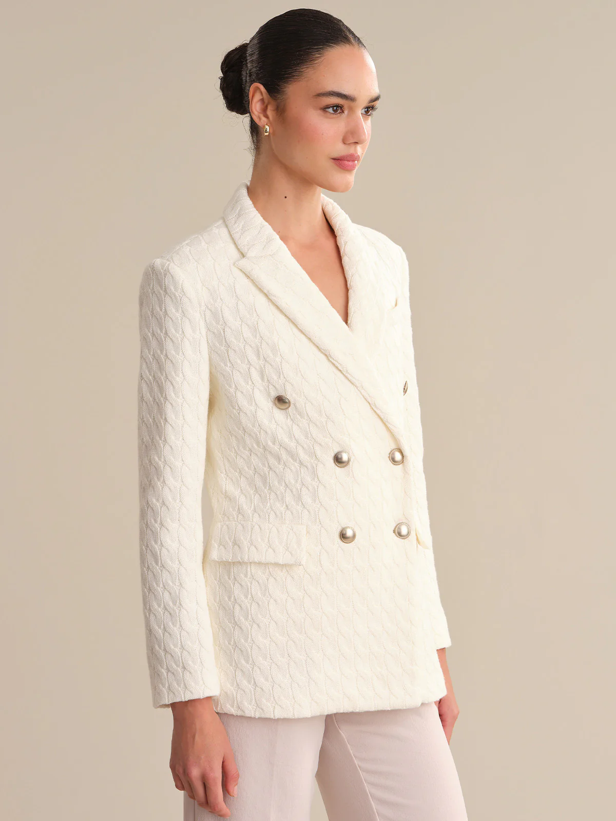 Nell: Cotton Cable Knit Blazer - Image 2