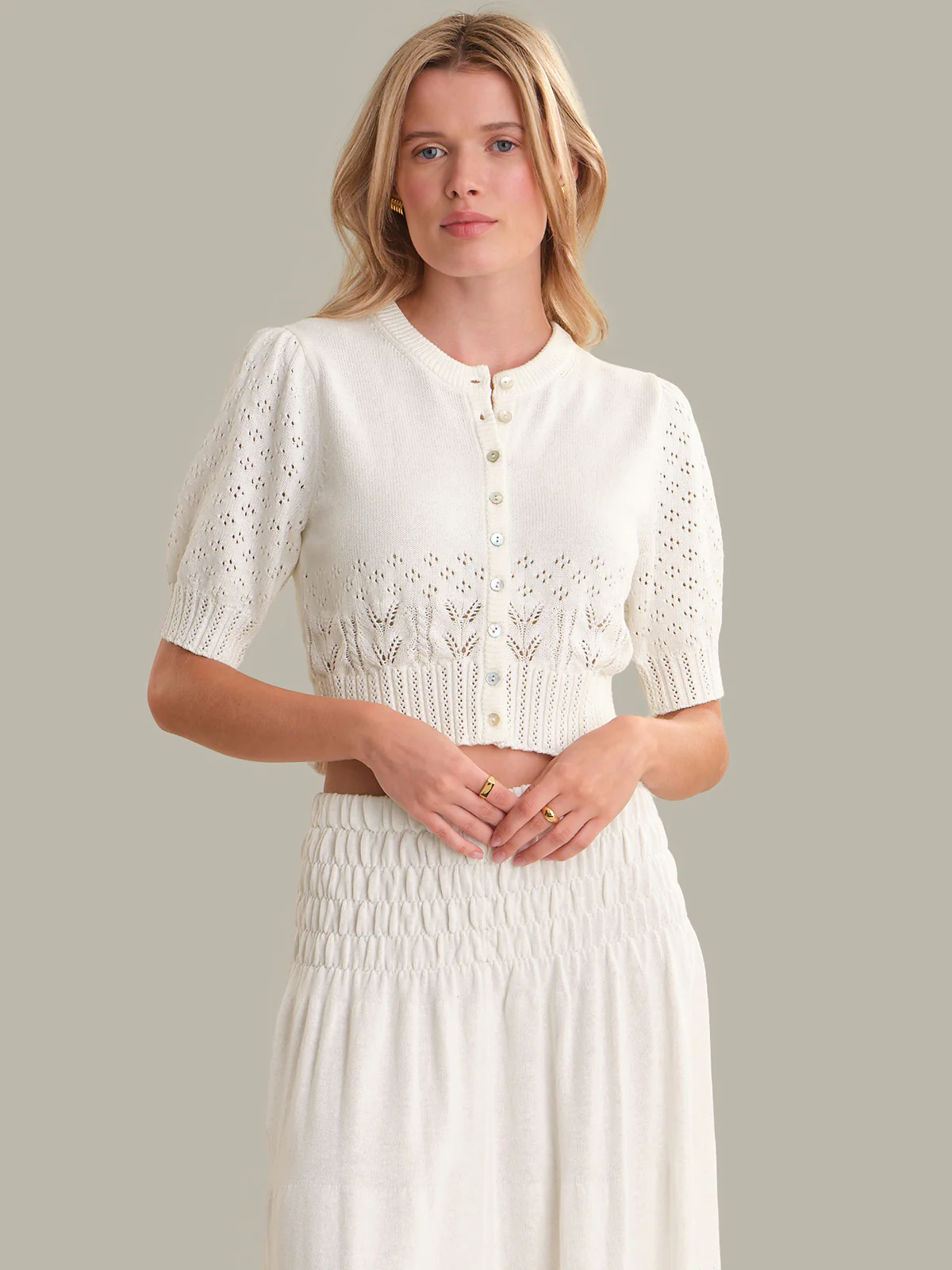 Odette: Cropped Puff-Sleeve Cardigan