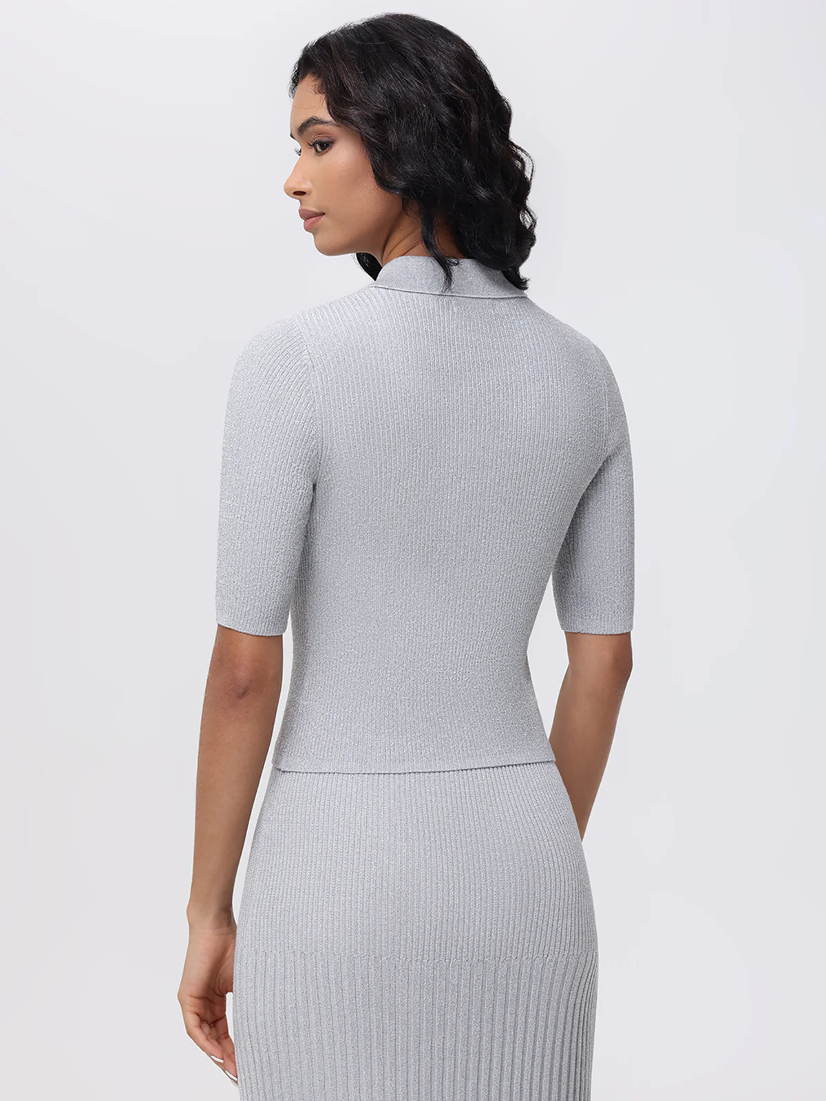 Ophelia: Metallic Johnny Collar Top - Image 3