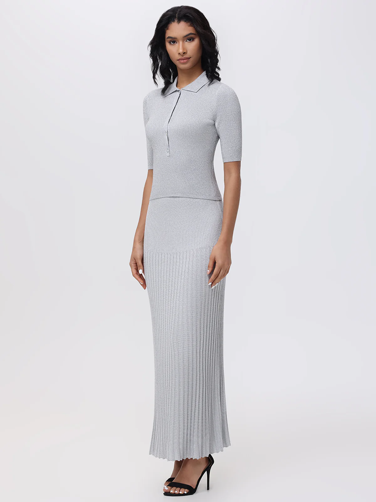 Ophelia: Metallic Johnny Collar Top - Image 4