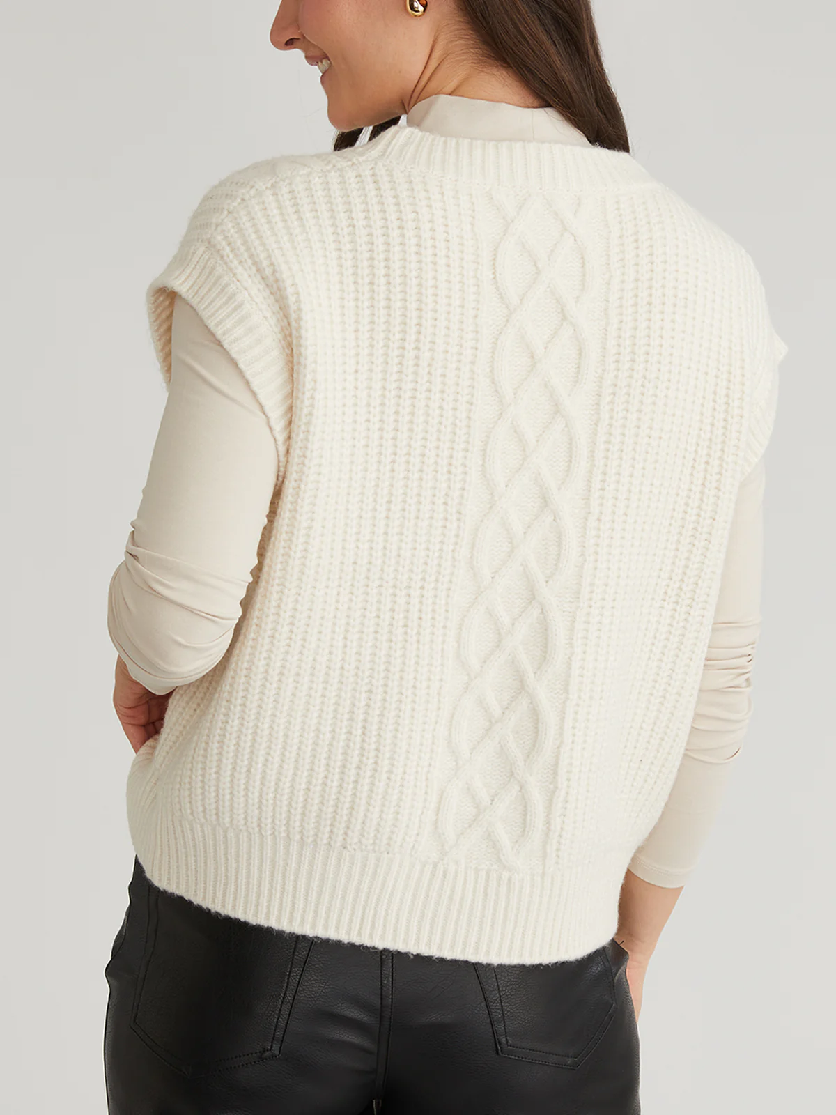 Paige: Button Front Cable Vest - Image 3