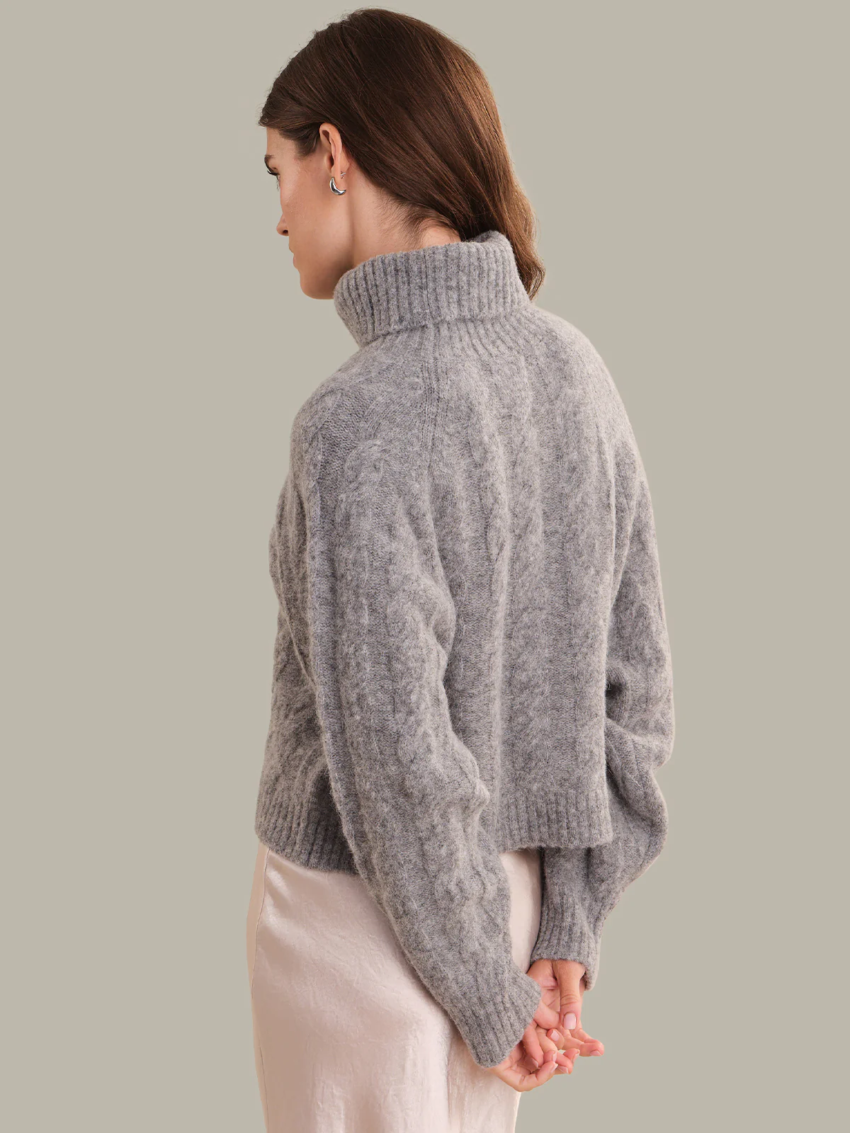Pearl: Alpaca Cable Knit Turtleneck Sweater - Image 3