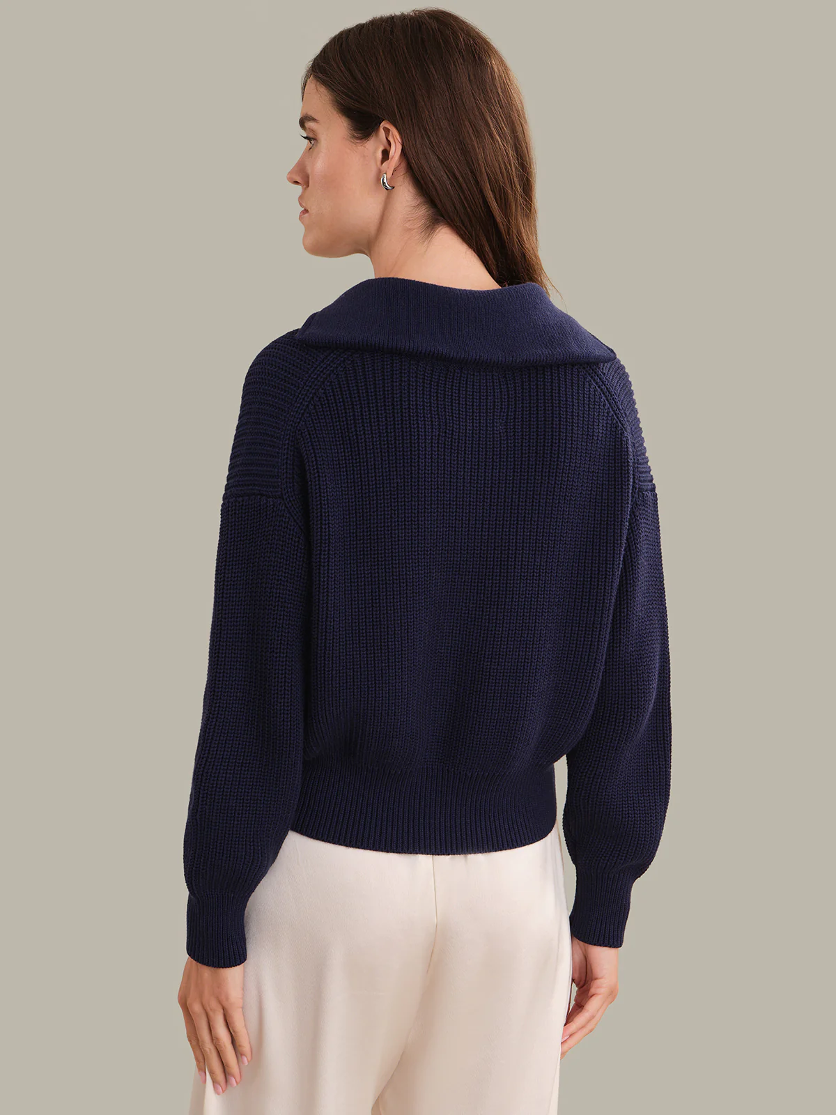 Piper: Cotton Zip-Up Collared Sweater Jacket - Image 3