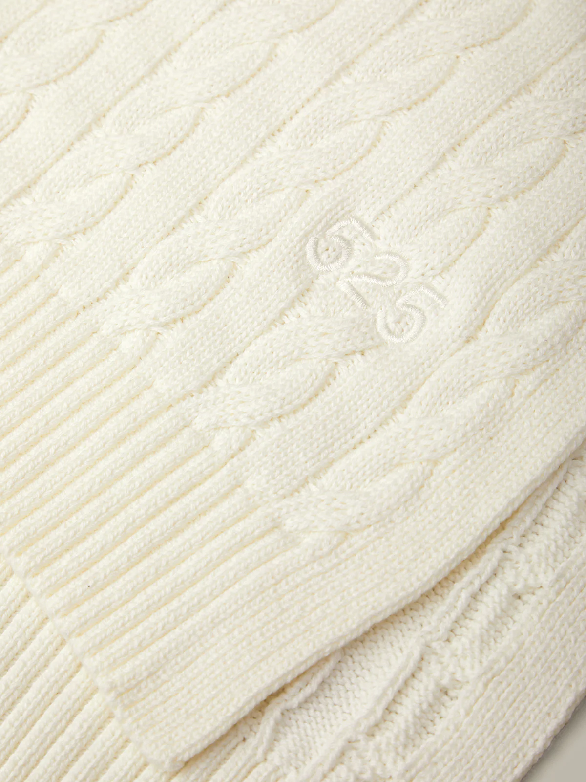 Porter: Embroidered Cable Knit Cotton Scarf - Image 2