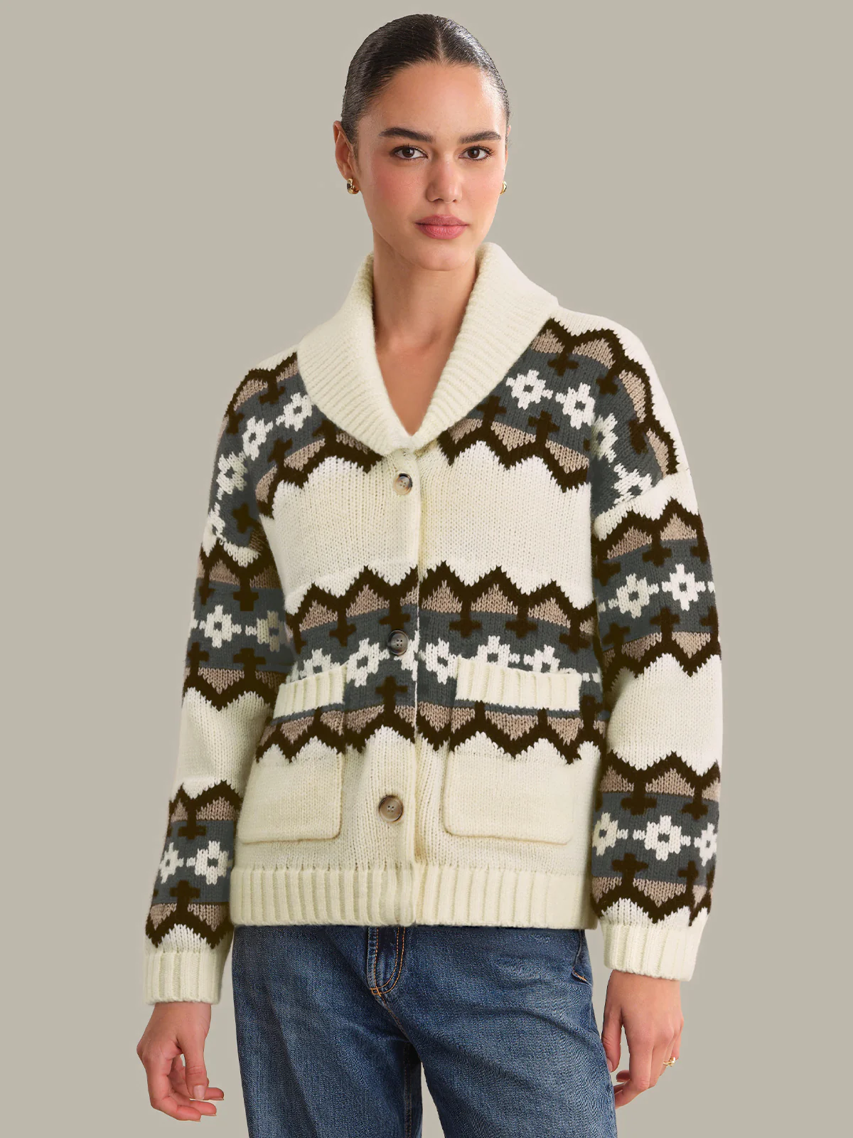 Ramona: Fair Isle Shawl Cardigan