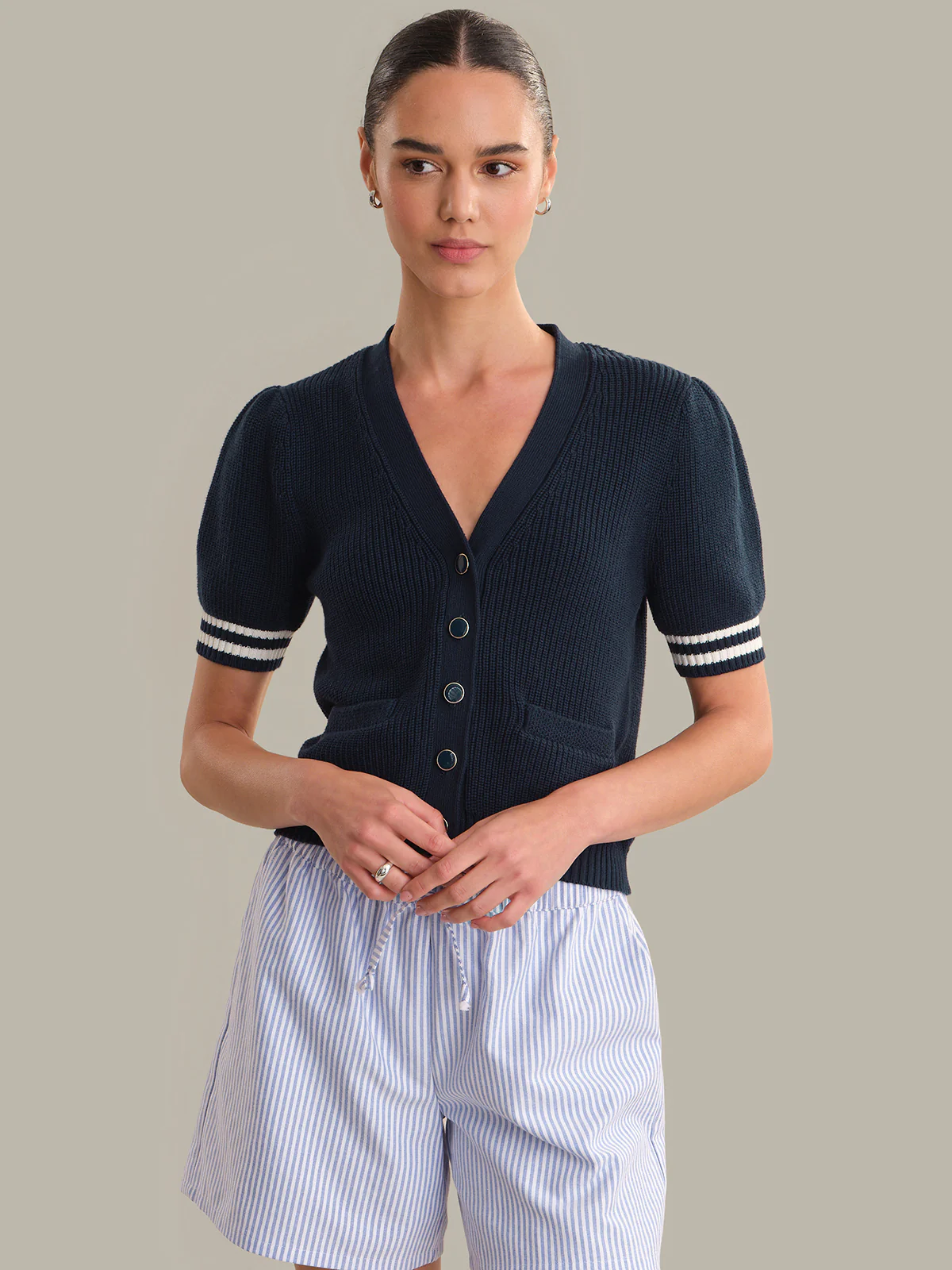 Reagan: Cotton Puff Sleeve Cardigan
