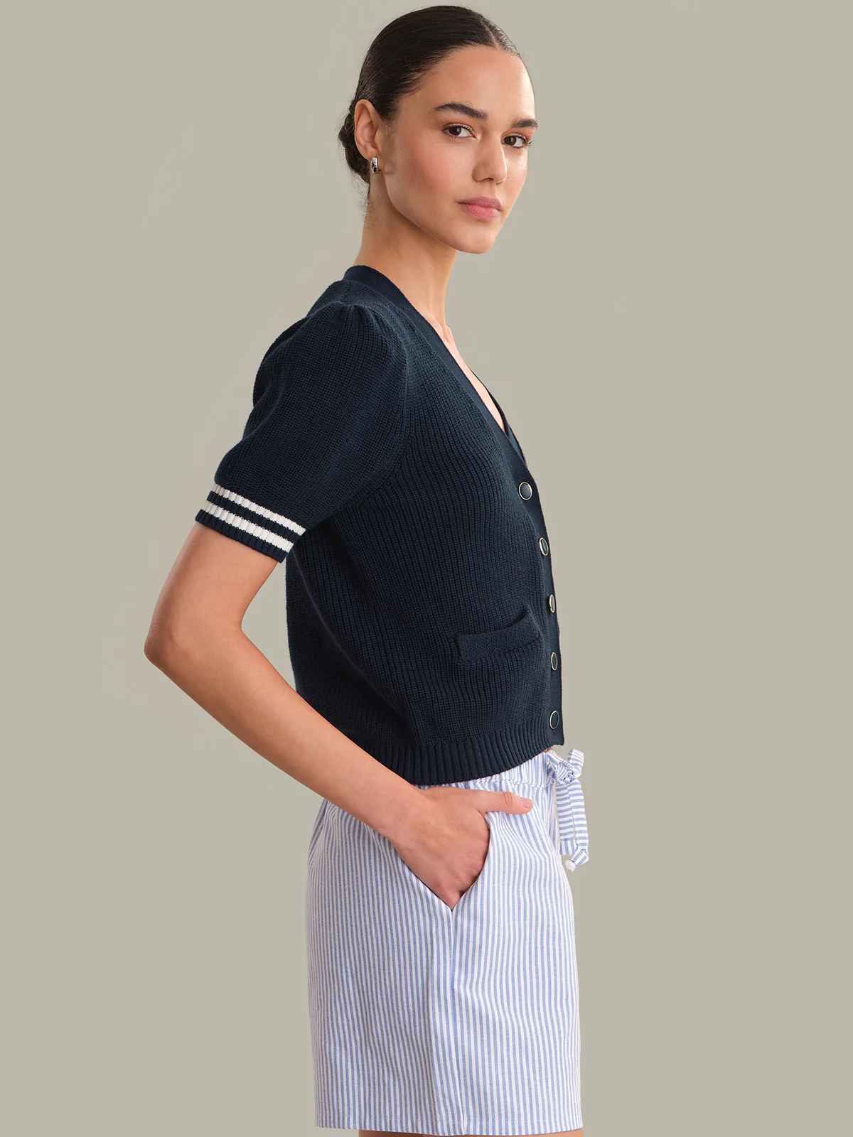 Reagan: Cotton Puff Sleeve Cardigan - Image 2