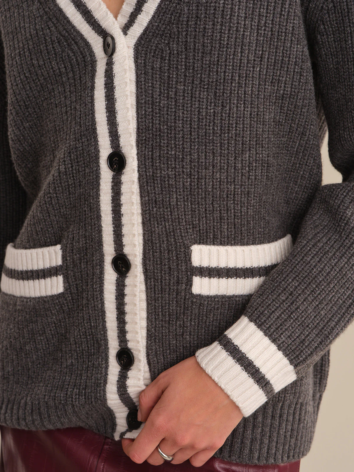 Reece: Cashmere Blend Rib Cardigan - Image 4