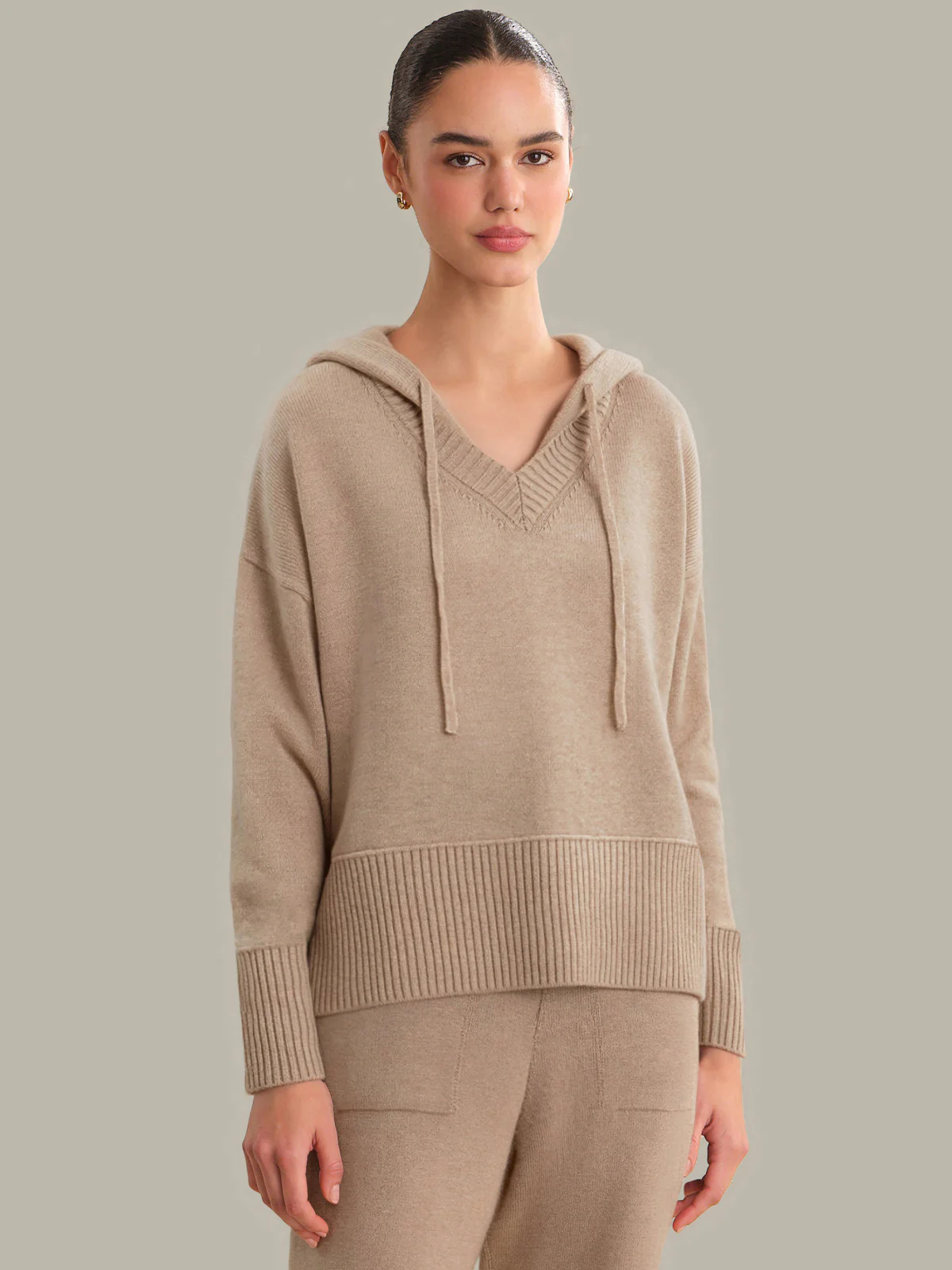 Rosalie: V-Neck Cashmere Blend Hoodie