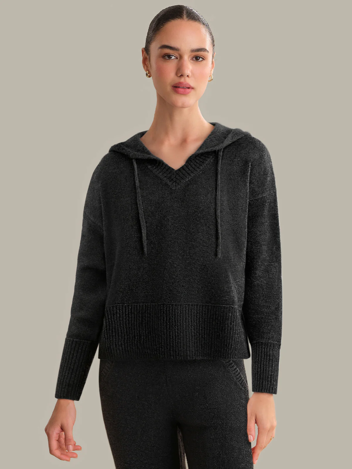Rosalie: V-Neck Cashmere Blend Hoodie