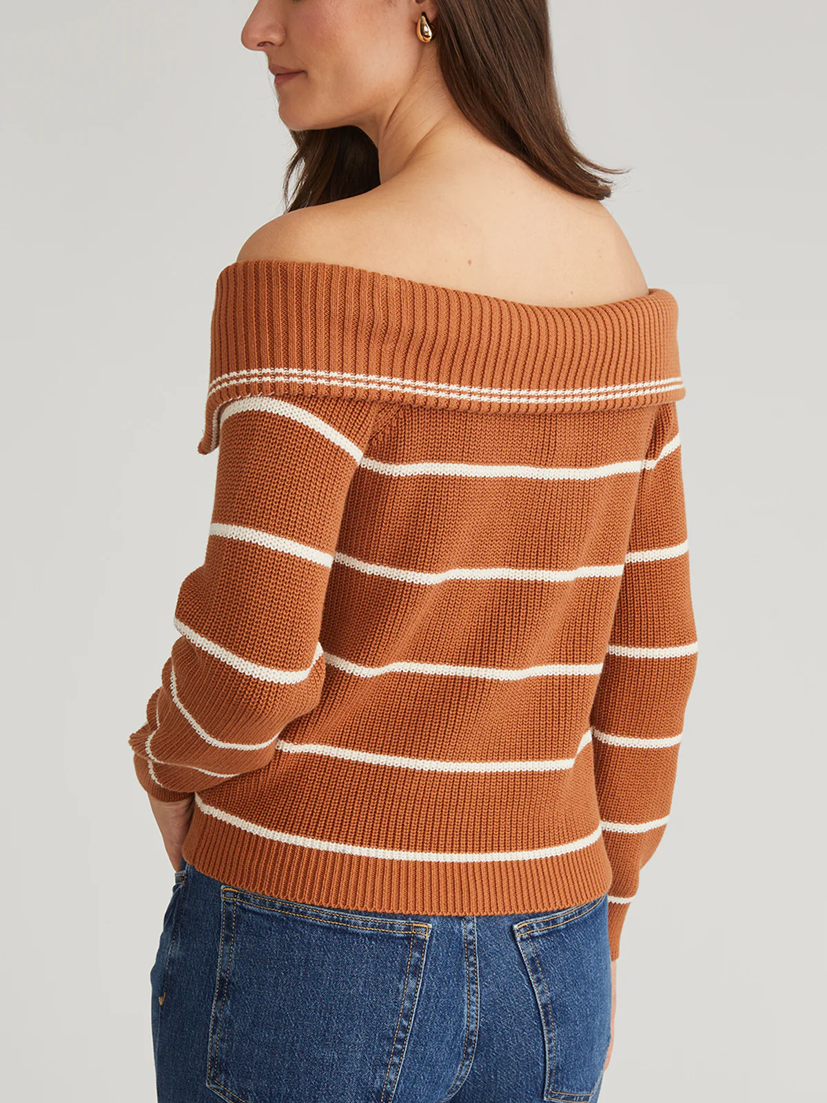 Sierra: Cotton Stripe Off Shoulder Pullover - Image 3