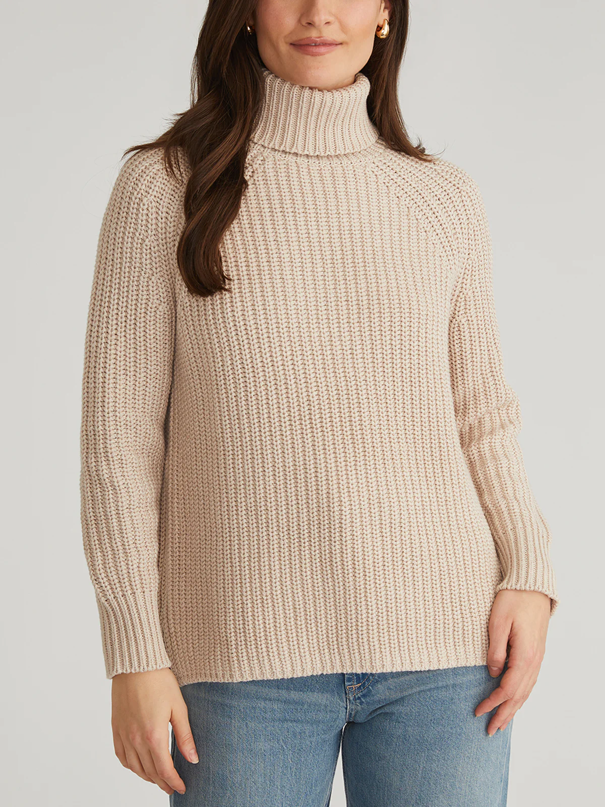 Stella: Cotton Shaker Stitch Turtleneck Sweater
