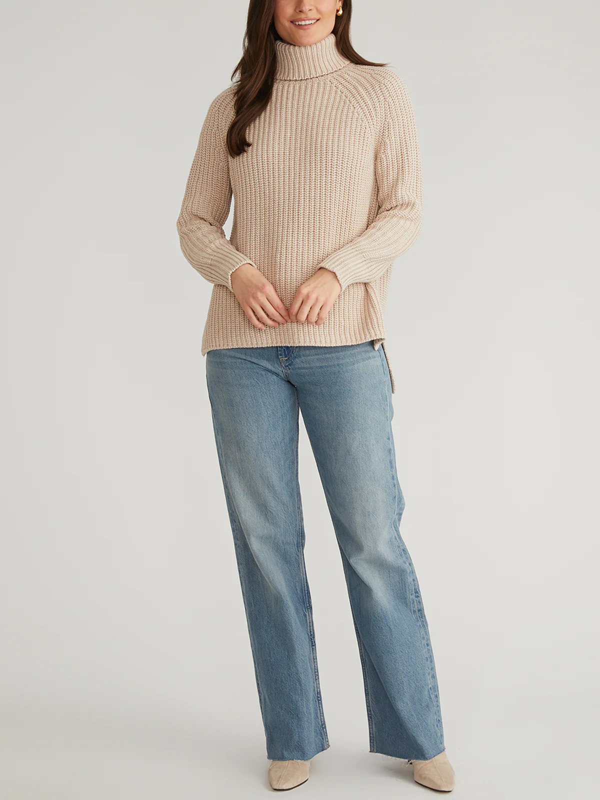 Stella: Cotton Shaker Stitch Turtleneck Sweater - Image 3