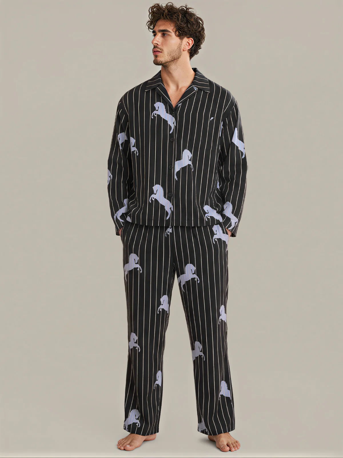 The Pinstripe Horse Print Sleep Set - Image 5
