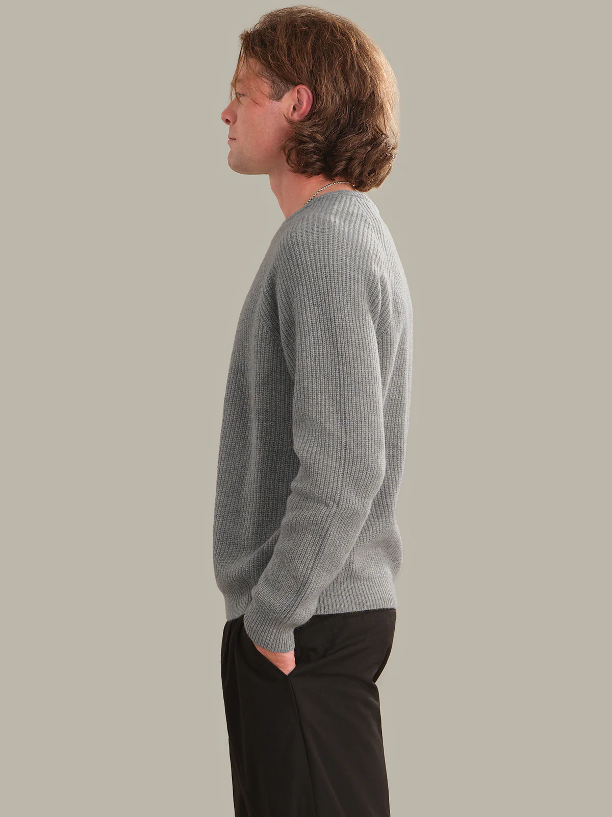 Theo: Men's 100% Cashmere Shaker Stitch Crewneck - Image 2