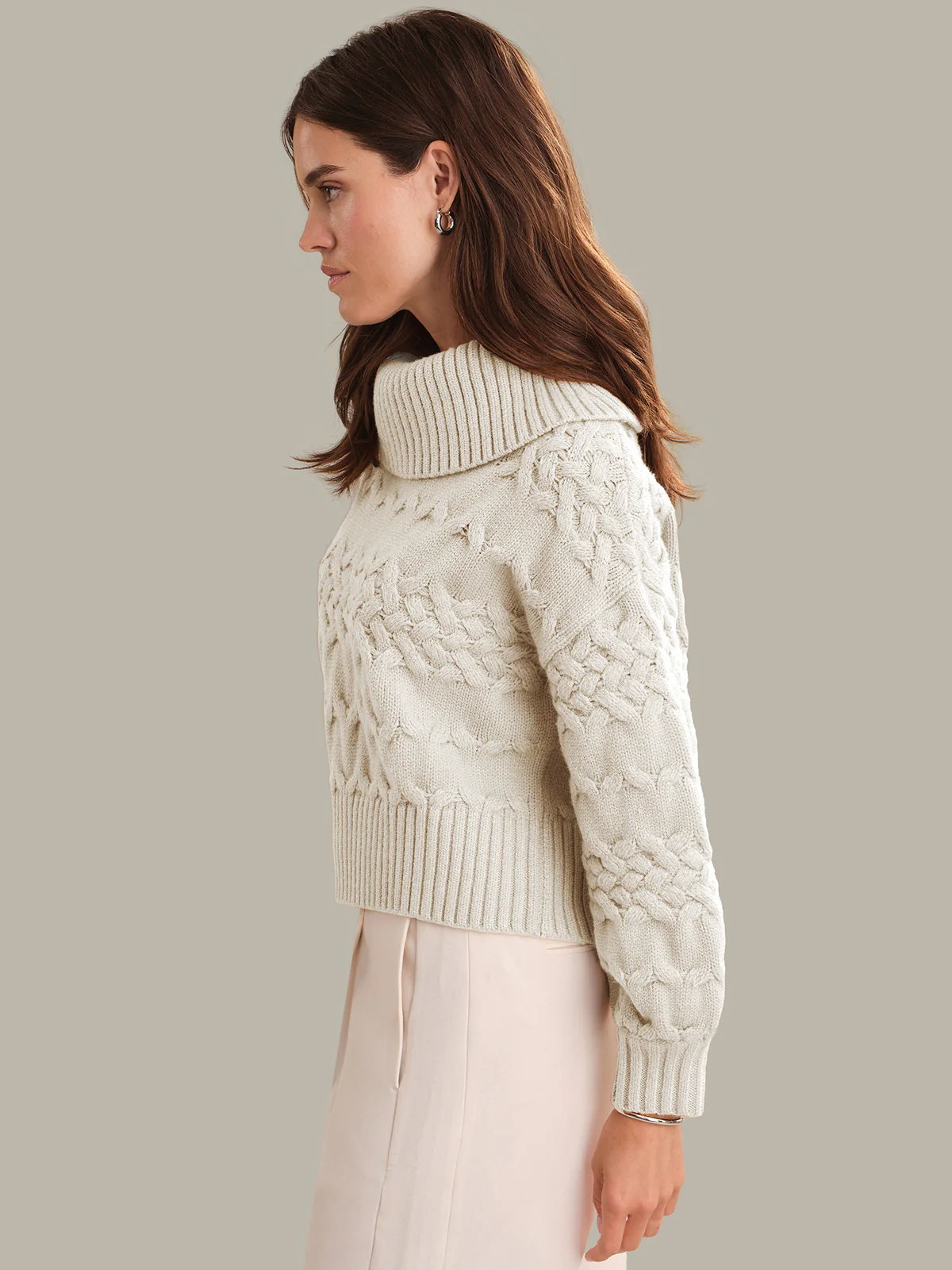 Vera: Mixed Cable Knit Turtleneck Sweater - Image 2