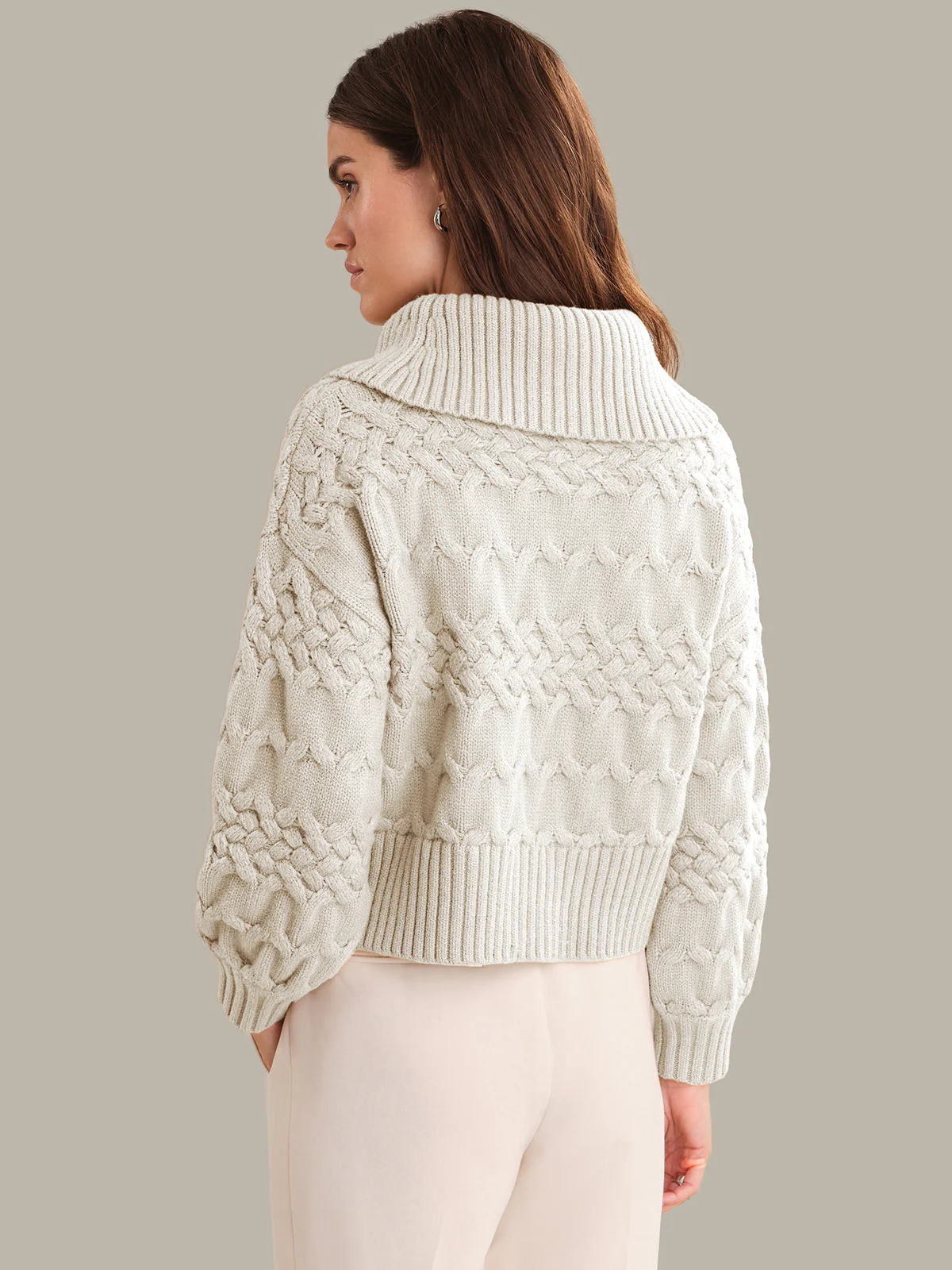 Vera: Mixed Cable Knit Turtleneck Sweater - Image 3