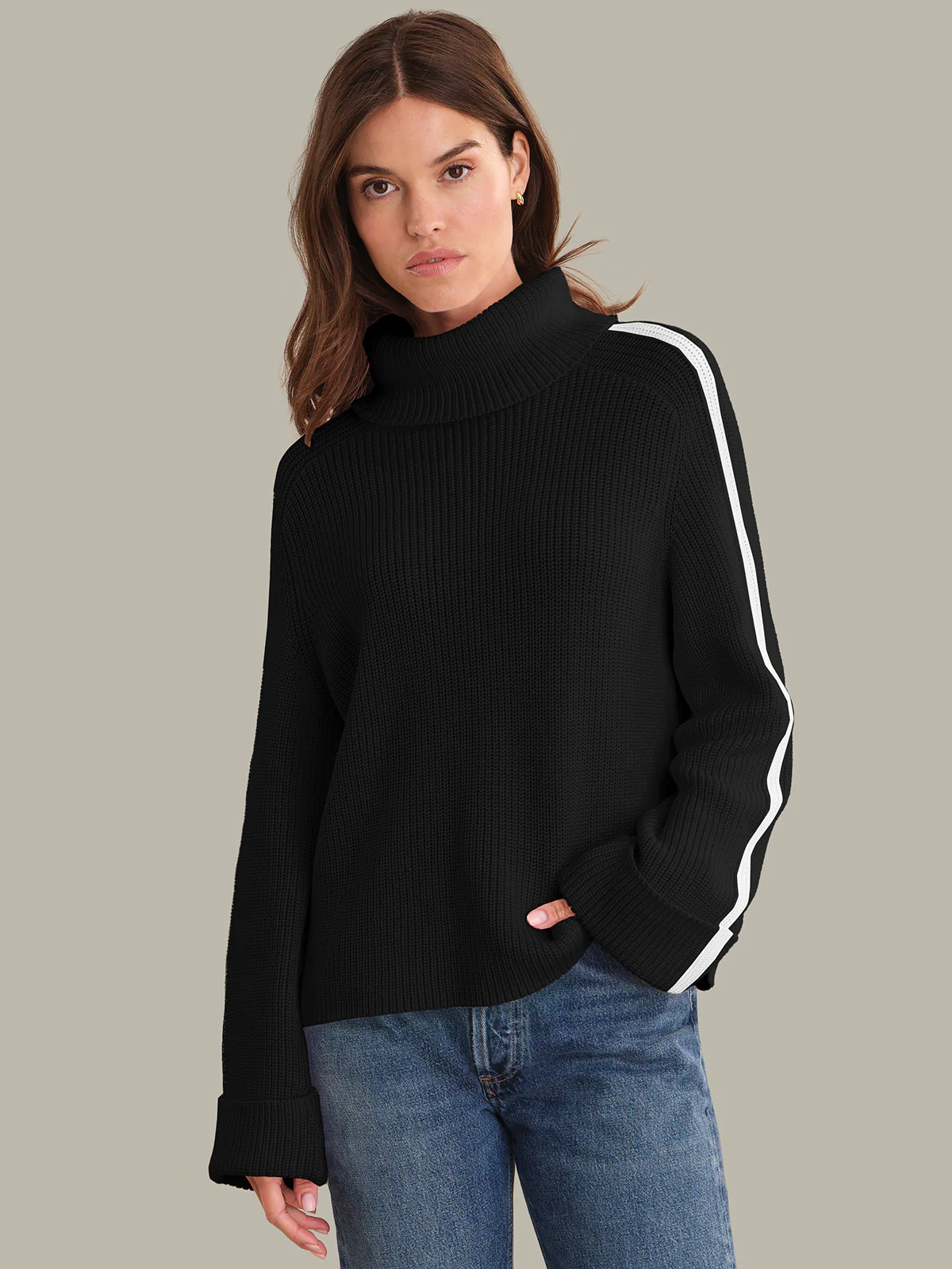 Vida: Cotton Tipped Turtleneck Sweater