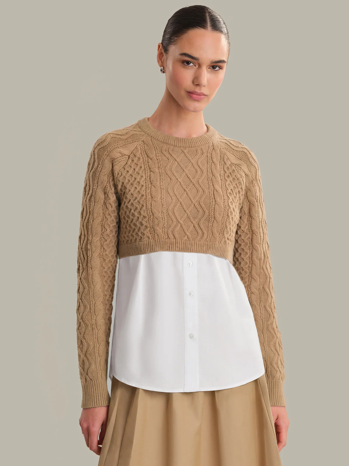 Willa: Cotton Suiting x Cable Knit Shrug